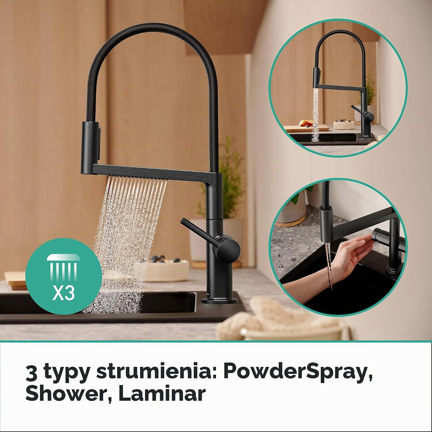 Detalle de hansgrohe Talis Select M54 PowderSpray 72861340 – bateria kuchenna, 3 strumienie