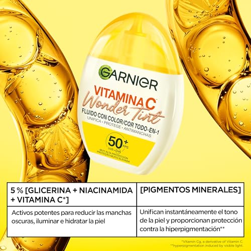 Detalle de Garnier Vitamina C Wonder Tint Fluido Todo en 1 BB Cream (Tono Medio) con FPS50+