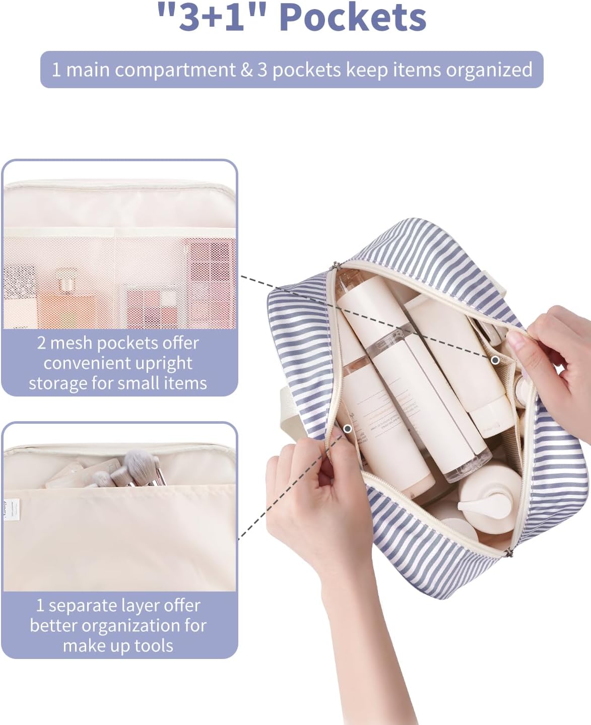 Detalle 2 de Full Size Toiletry Bag Large Cosmetic Bag Travel Makeup Bag Organizer for Women