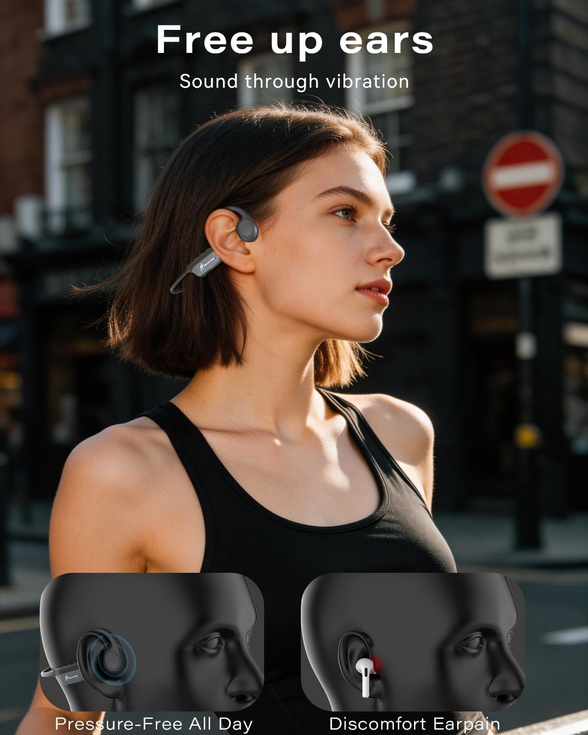 Detalle de SANOTO Knochenschall Kopfhörer Bluetooth 6.0 – Open-Ear Knochenleitung für Sport, 10 Stunden Akku, IPX6