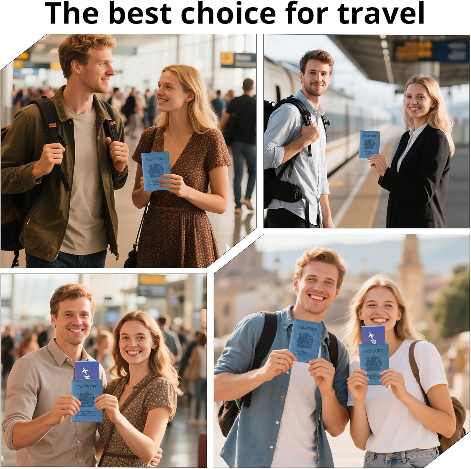 Detalle de Cinocratic RFID-Blocking Passport Holder: PU Leather Blue Wallet for Travel
