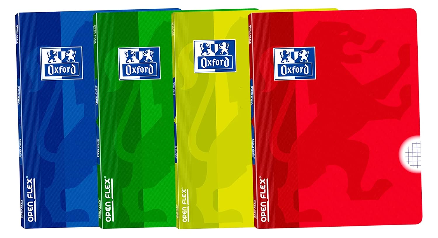 Detalle de Oxford häftade anteckningsböcker, 4-pack med 4 × 4-rutnät och plastomslag