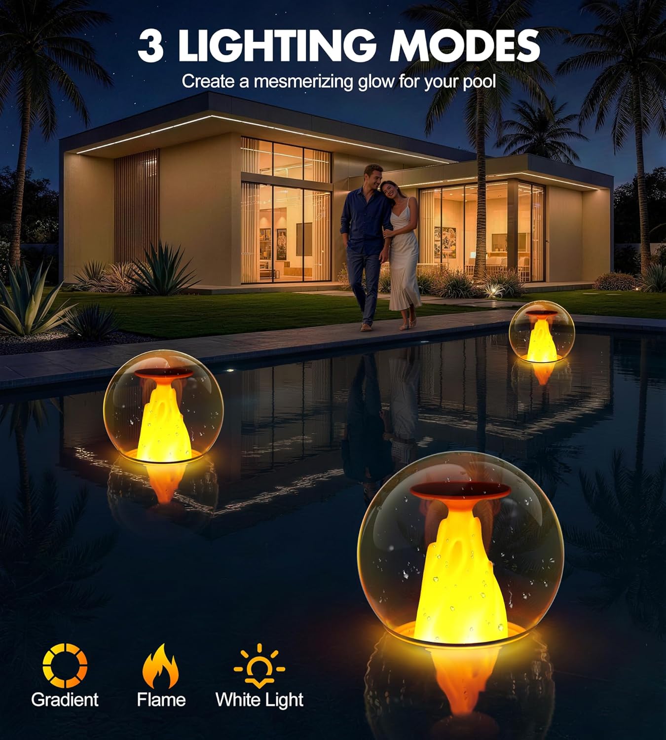 Thumbnail 2 de PoolLeader Lampe Solaire Flottante Piscine – Éclairage LED à Flammes, 2 pièces