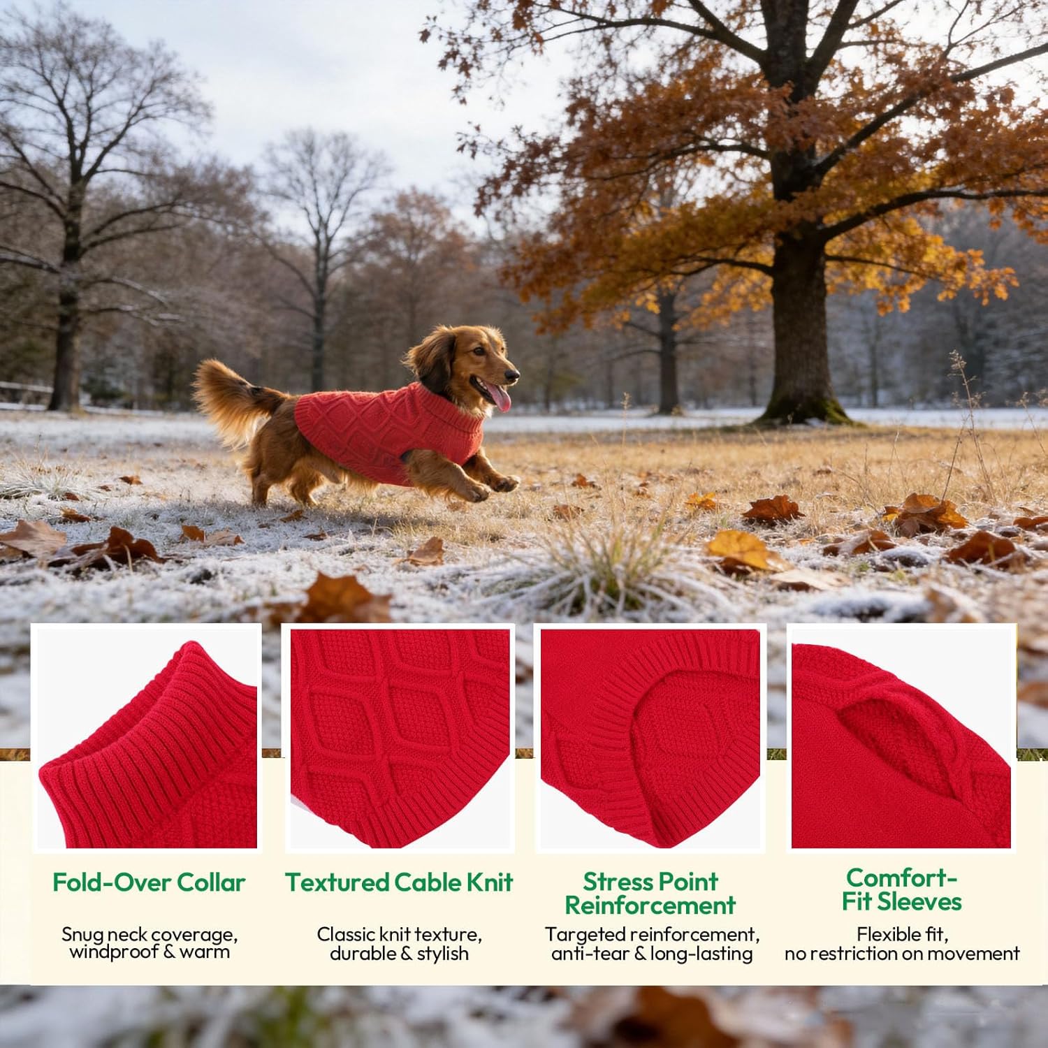 Detalle 2 de Pull KONVINIT sans manches à col roulé pour petit chien, rouge/bleu (hiver & Noël)