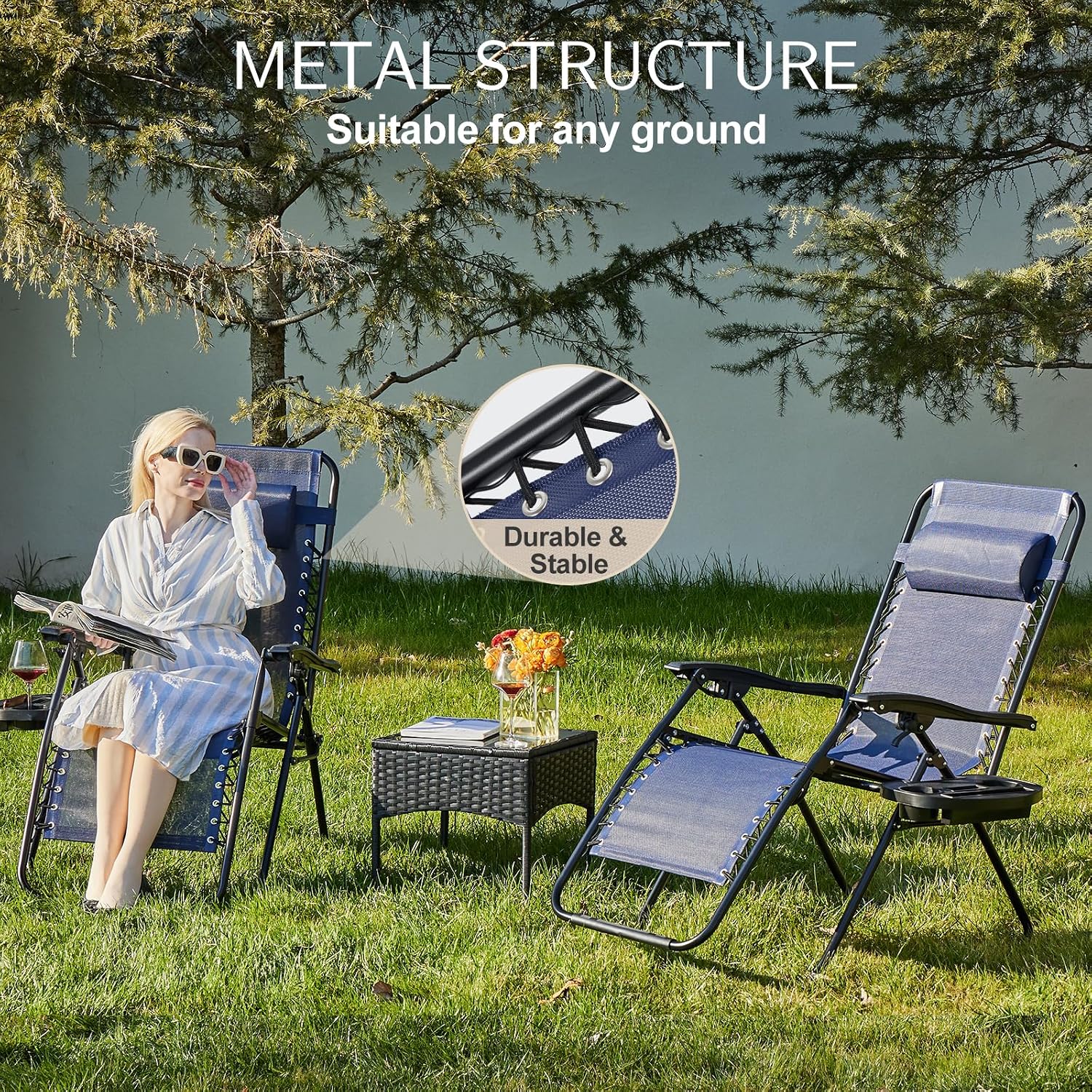 Detalle 1 de Sweetcrispy TY01NEBUF-MN Zero Gravity Chairs Set of 2, Folding Mesh Recliners
