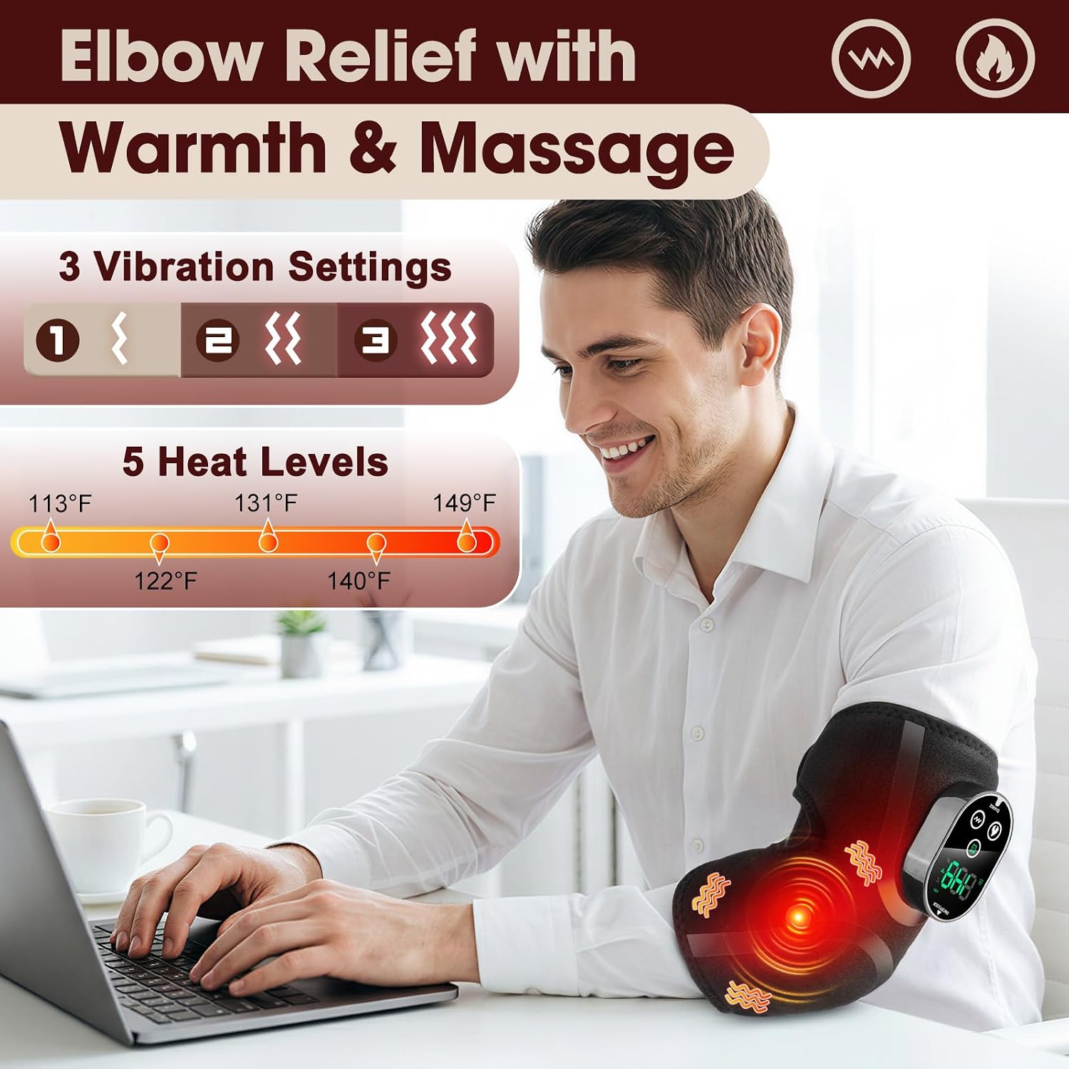 Detalle de Cordless Tennis Elbow Heating Pad, 3000mAh