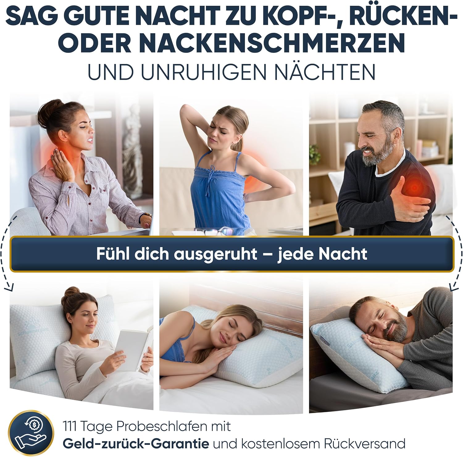 Thumbnail 6 de Memory Foam Nackenkissen 40x80 höhenverstellbar – ergonomische Unterstützung gegen Nackenschmerzen