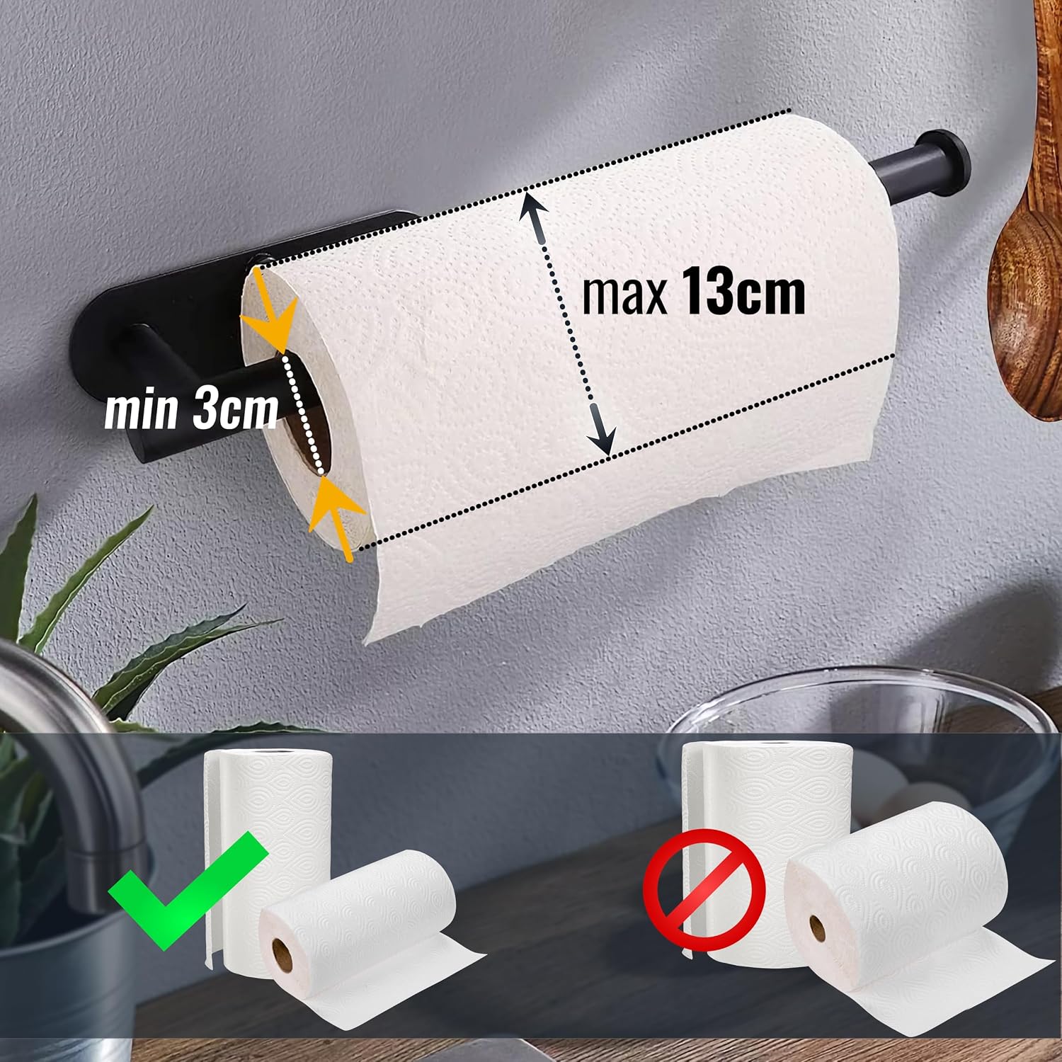 Thumbnail 5 de RICOO KR002-B Dispensador de Papel Cocina 🧻 33.5x9.5x4.5 cm
