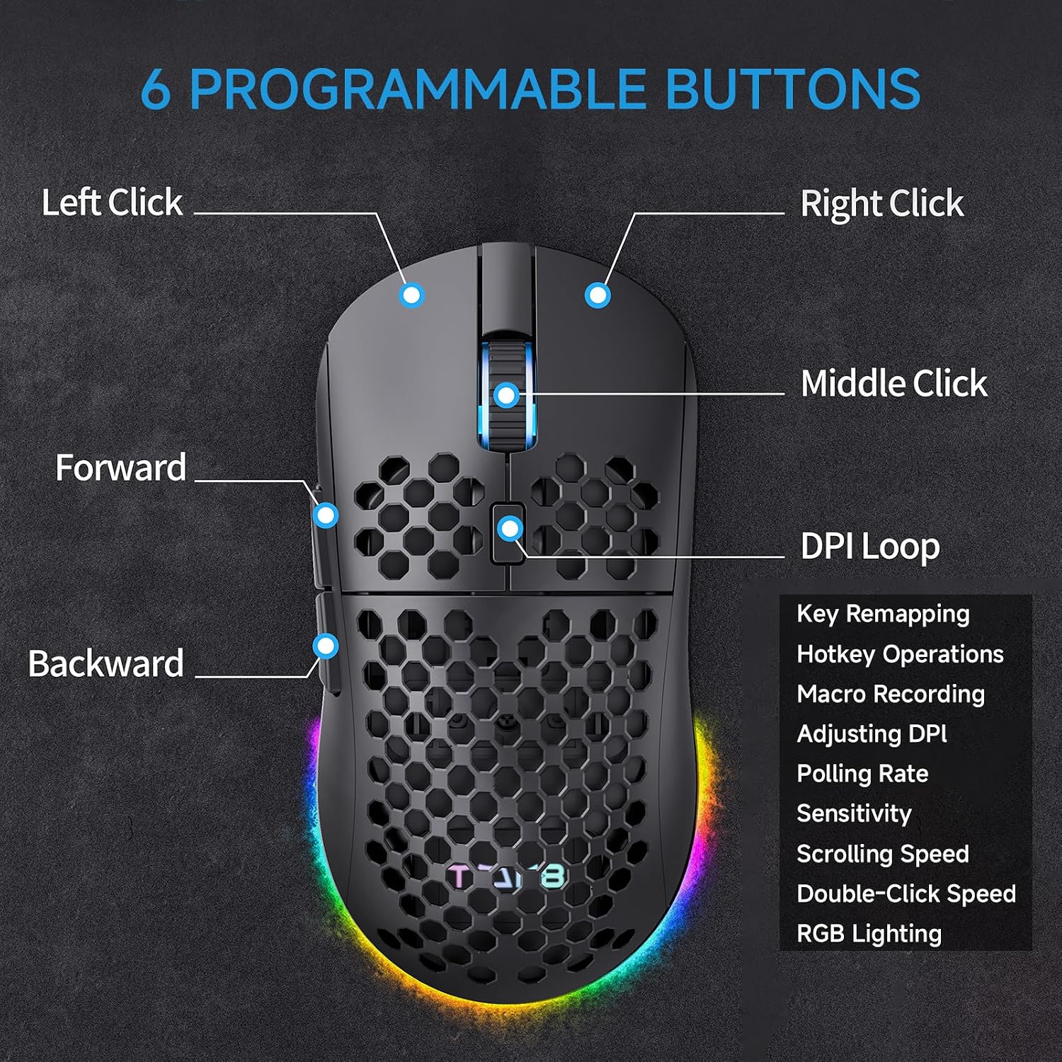 Thumbnail 4 de TMKB Falcon M1 Wireless Gaming Mouse: 24000 DPI, 180-Hour Battery, Tri-Mode Connectivity