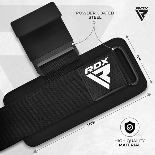 Detalle de RDX Fitness Palestra Gancio Cinghie Sollevamento Pesi: Ganci Polso con Supporto Neoprene e Cinghia Regolabile
