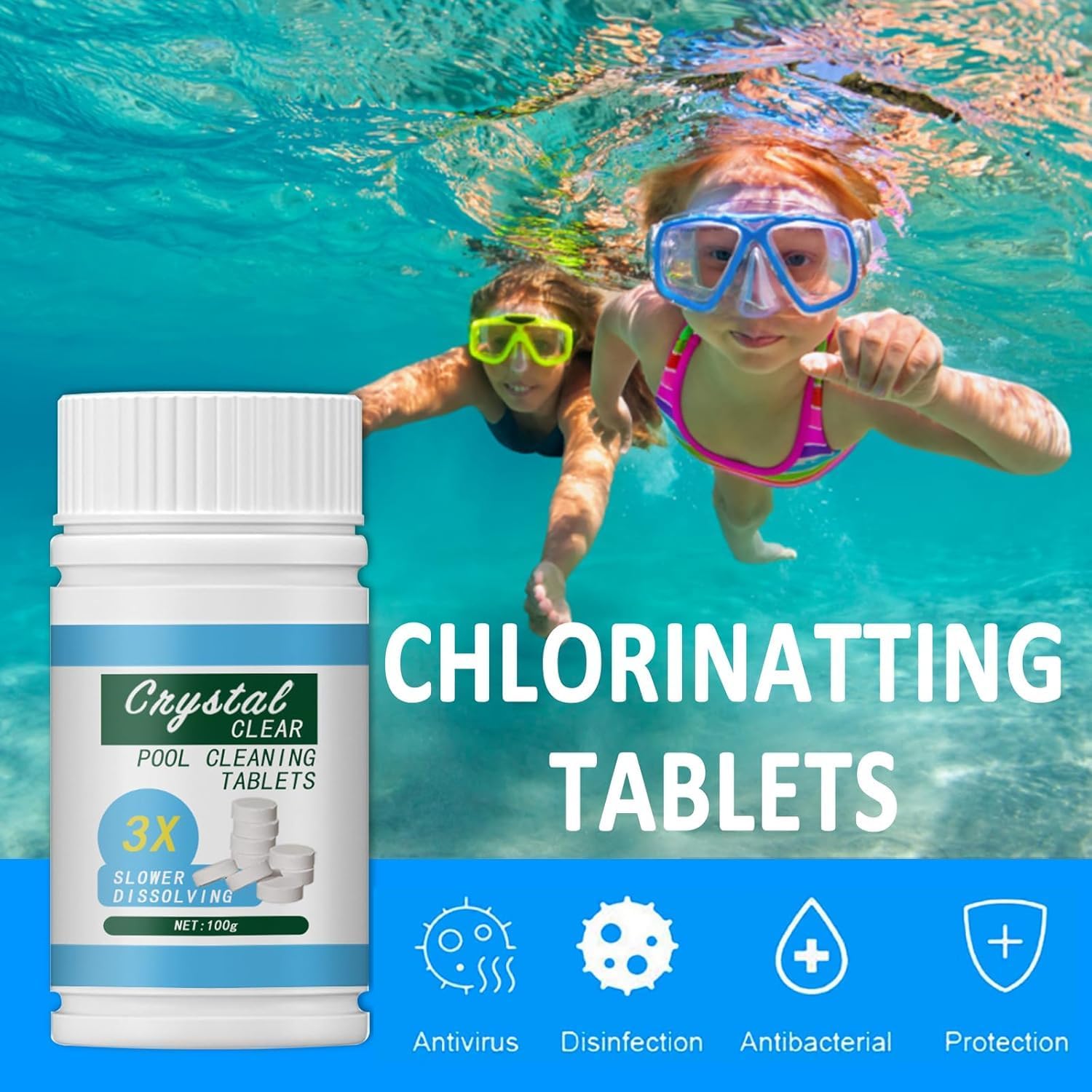 Detalle 2 de Hycago Floating Chlorine Dispenser with 100 Chlorine Tablets for Pools, Hot Tubs and Spas