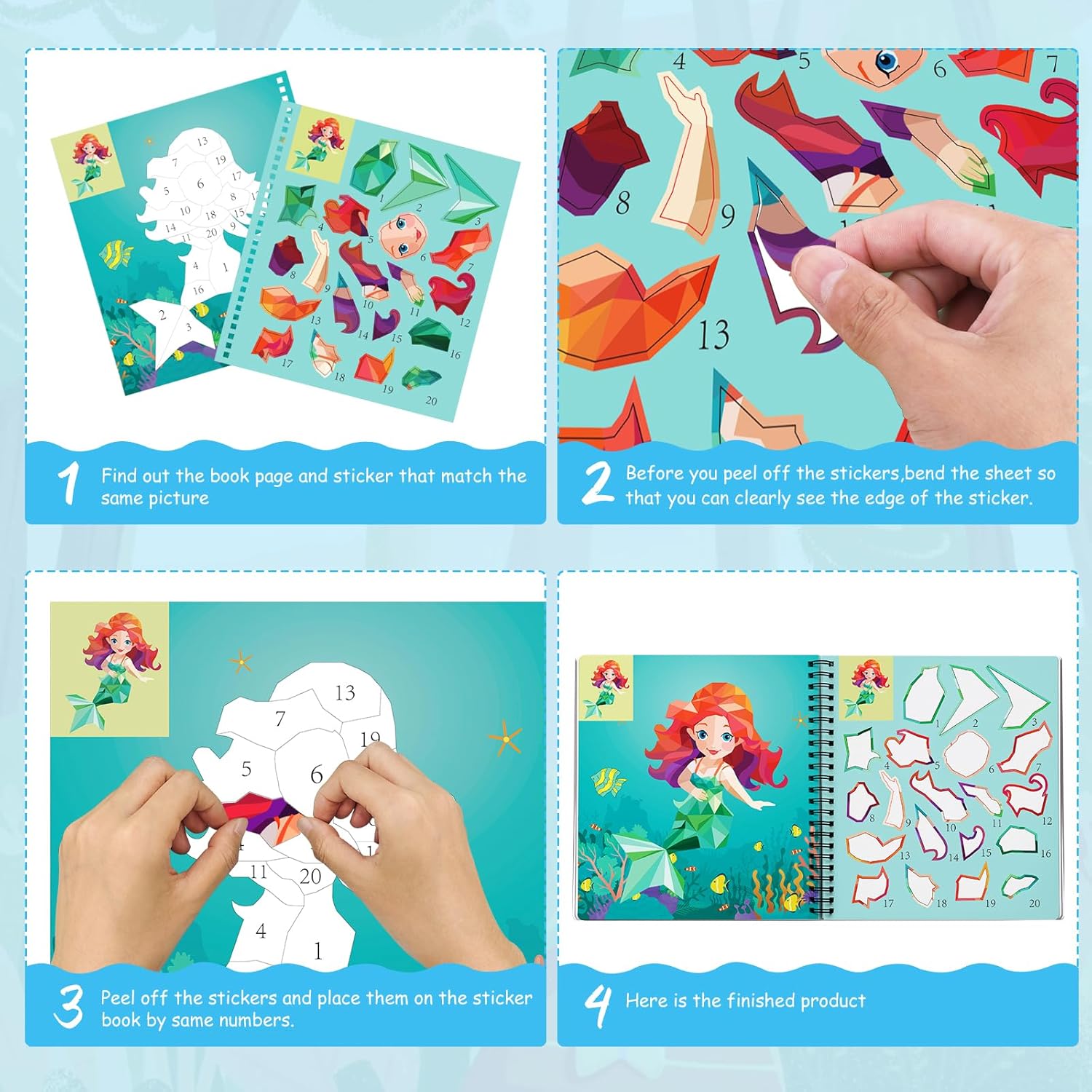 Thumbnail 4 de Homicozy 3-Pack Sticker Paint Books for Kids (Ages 4-8): Unicorn, Mermaid & Animal Designs