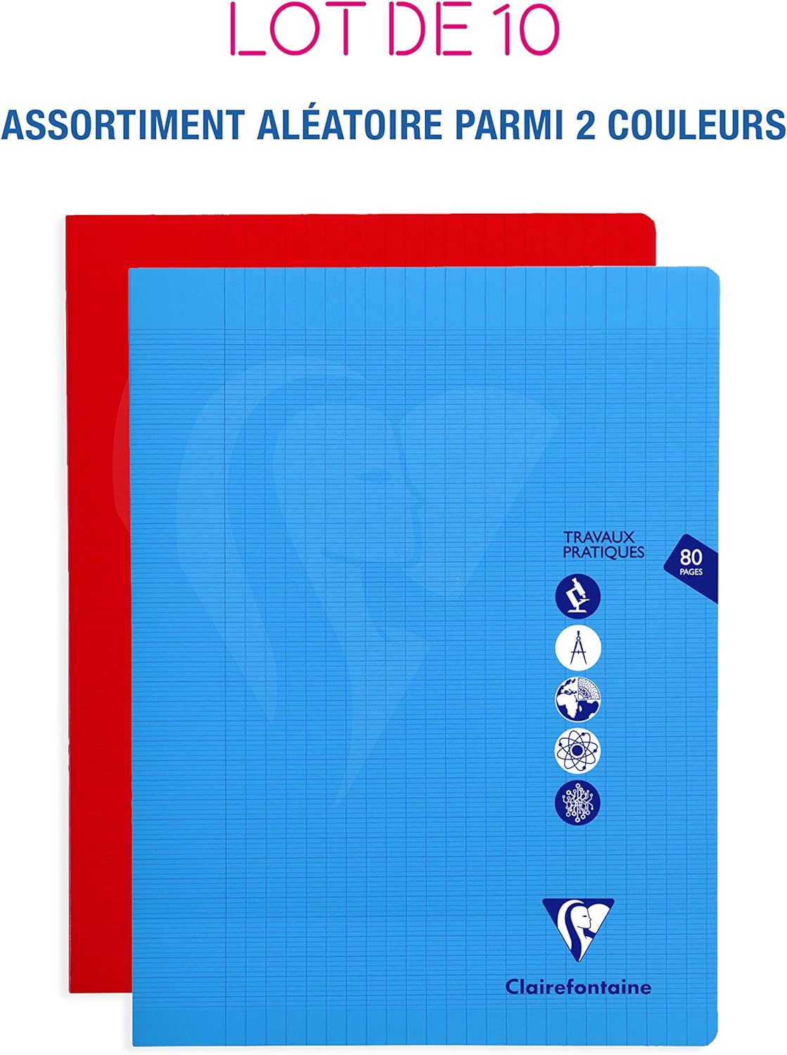 Thumbnail 1 de Clairefontaine 303327C Lot de 10 Cahiers de Travaux Pratiques Mimesys – 24x32 cm, 80 Pages, Couverture Polyprop Transparent