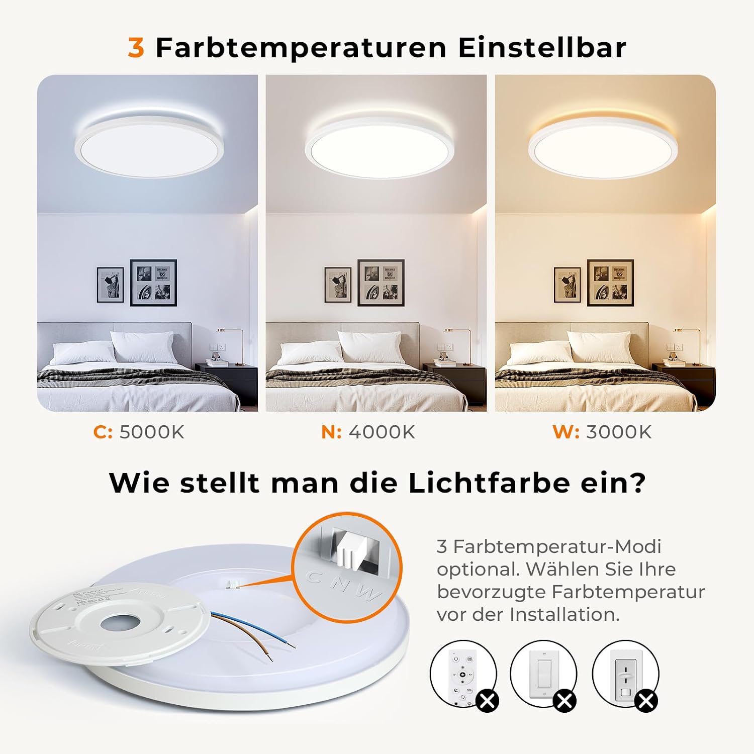 Detalle 2 de Matane Deckenlampe LED rund Ø22 cm, 18W
