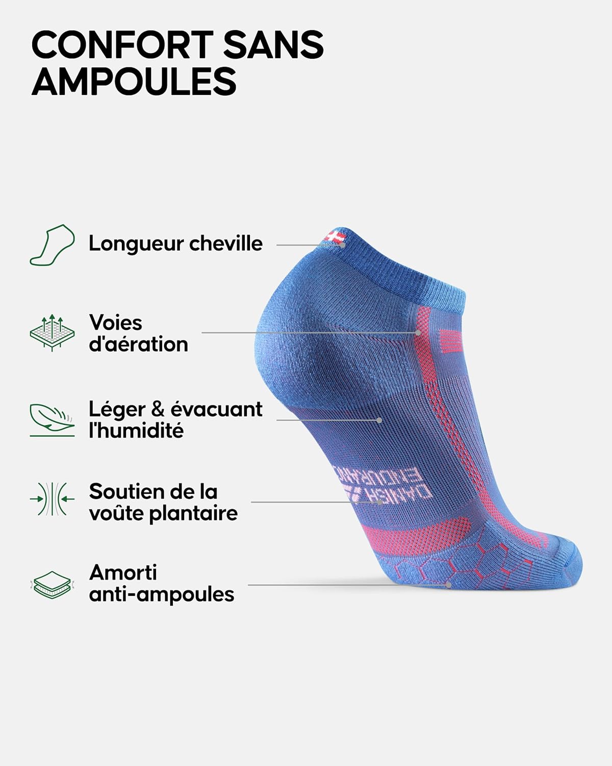 Thumbnail 1 de Danish Endurance Chaussettes Courtes de Running Longue Distance (3 paires) – anti-blessures et évacuation de la transpiration