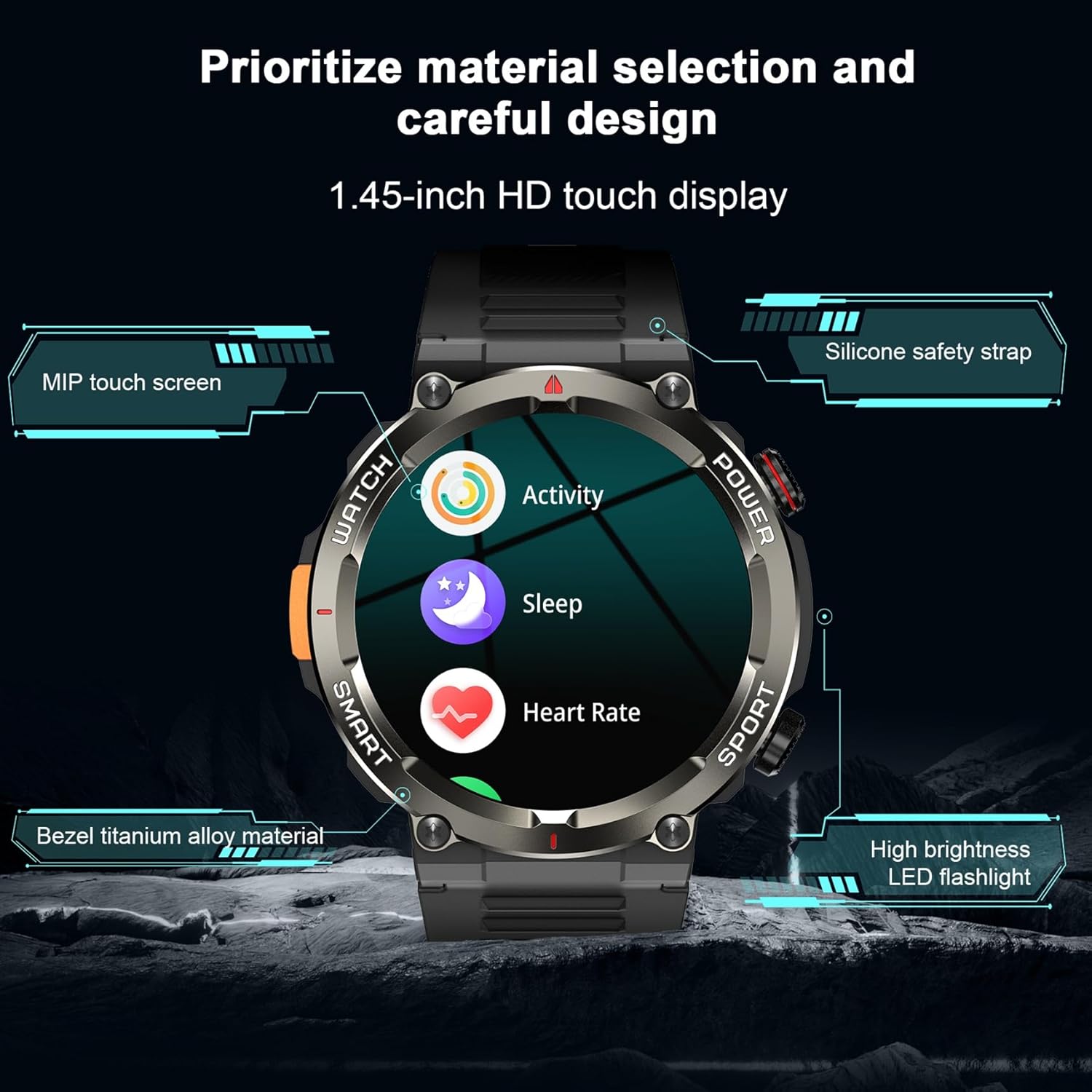 Thumbnail 1 de Military Smart Watch for Men with Bluetooth Calling