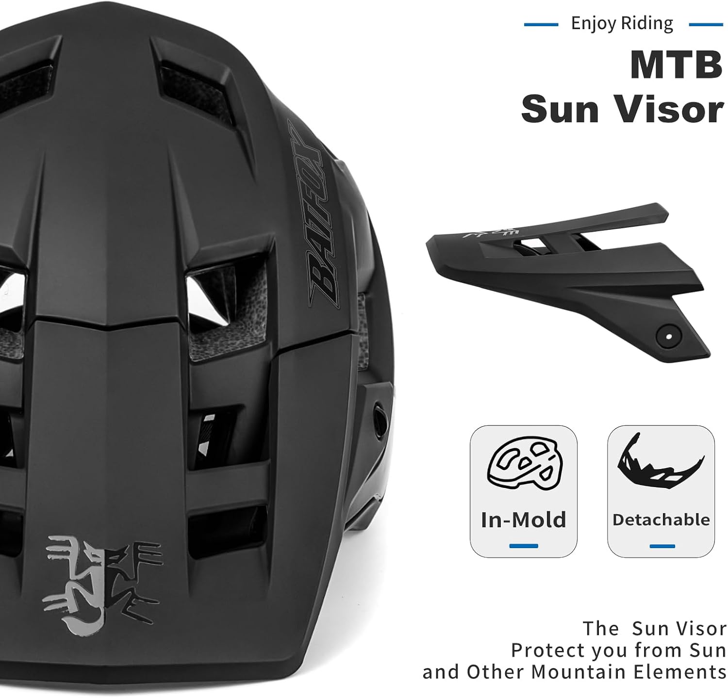 Detalle de BATFOX 303 Mountain Bike Helmet, L (58–61 cm), 18 Vents and Visor