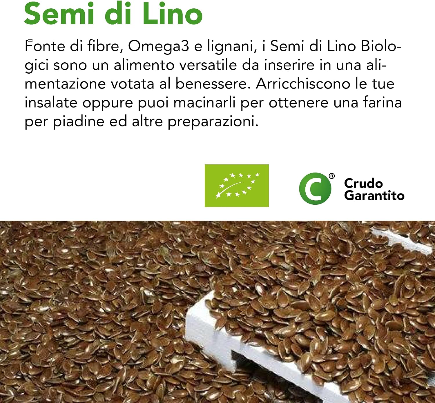Detalle de Semi di Lino Biologici - 250 g, Omega3, Fibre e Lignani