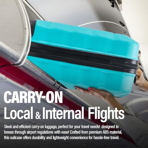 Detalle de ATX Luggage 21-Inch Cabin Suitcase: Mint Green, Super Lightweight ABS Carry-On