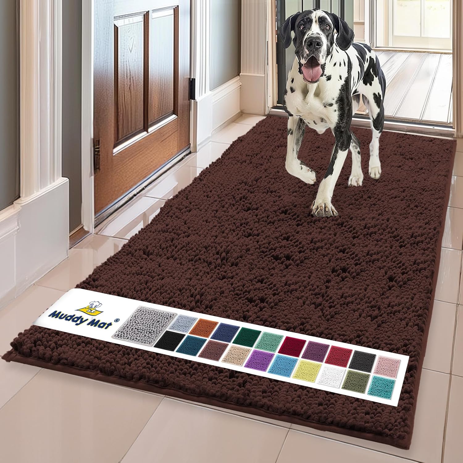 Detalle de Muddy Mat® Super Water Absorbent Indoor Door Mat, 36"x120", Brown