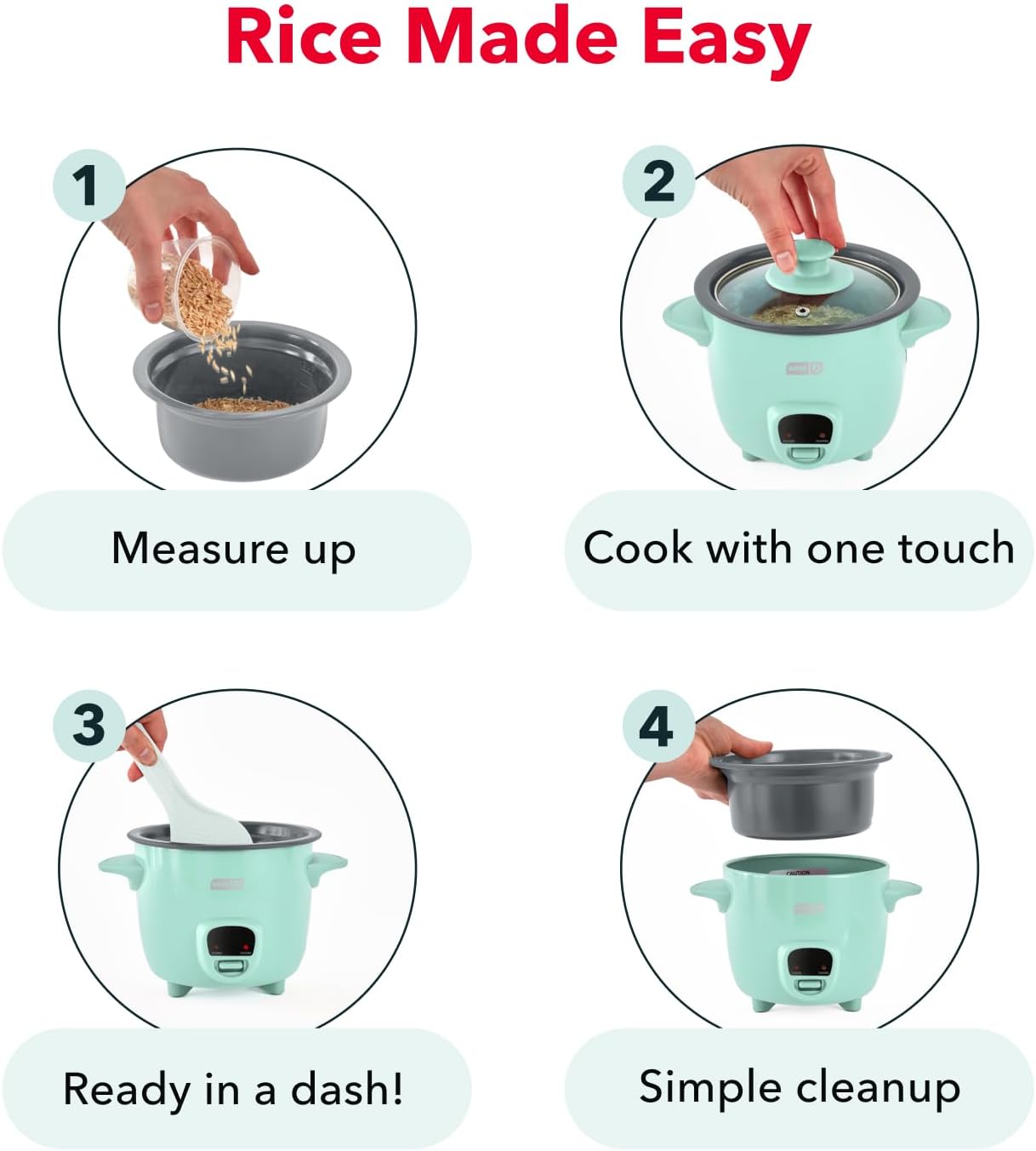Thumbnail 5 de Dash Mini Ceramic Rice Cooker 🍚