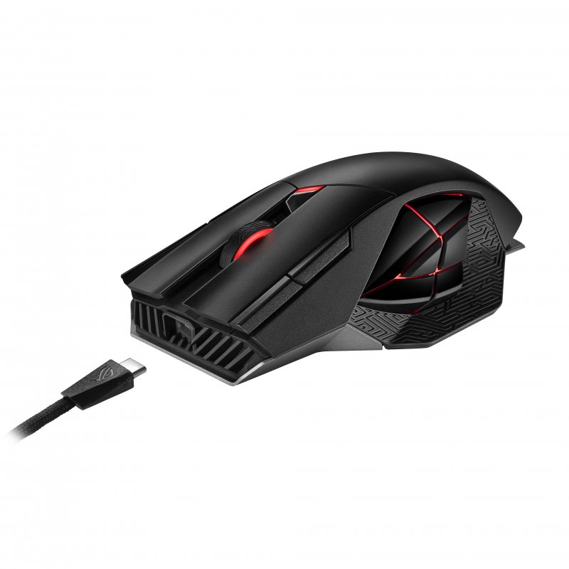 Detalle de ASUS ROG Spatha X: Ratón gaming inalámbrico 19000 DPI con carga magnética y 12 botones programables