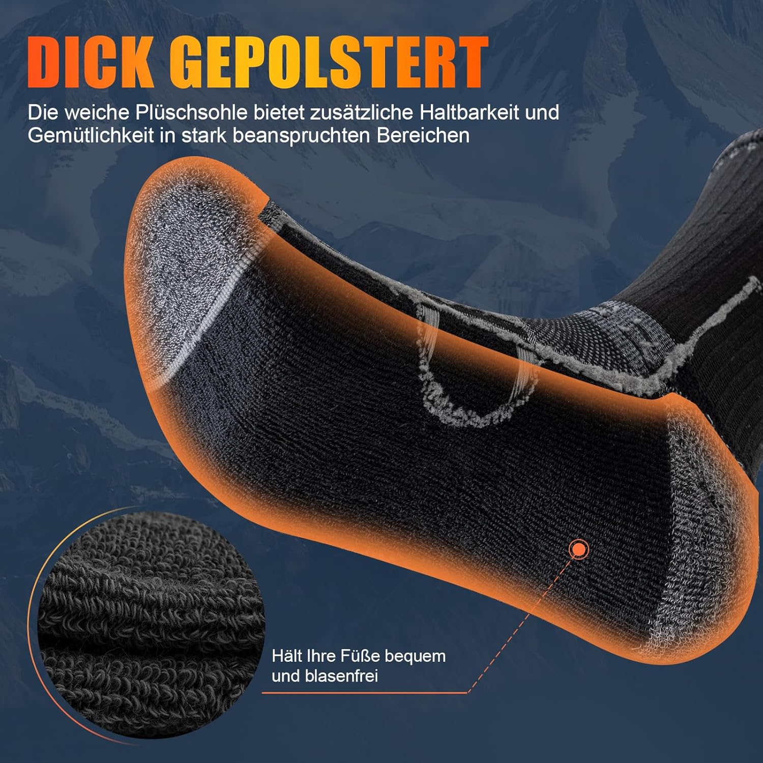 Detalle de Cirorld Wandersocken für Herren & Damen – atmungsaktive Outdoor-Sportsocken (3 Paar) gegen Blasen
