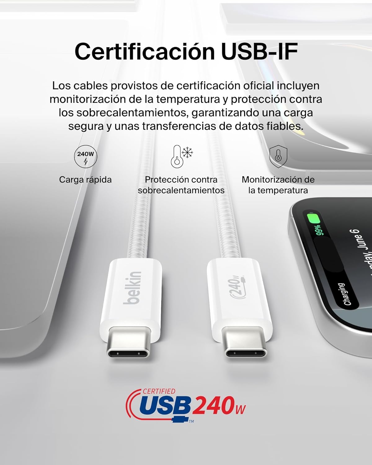 Thumbnail 5 de Belkin Paquete 2 Cables USB-C a USB-C 1,5 m 240 W