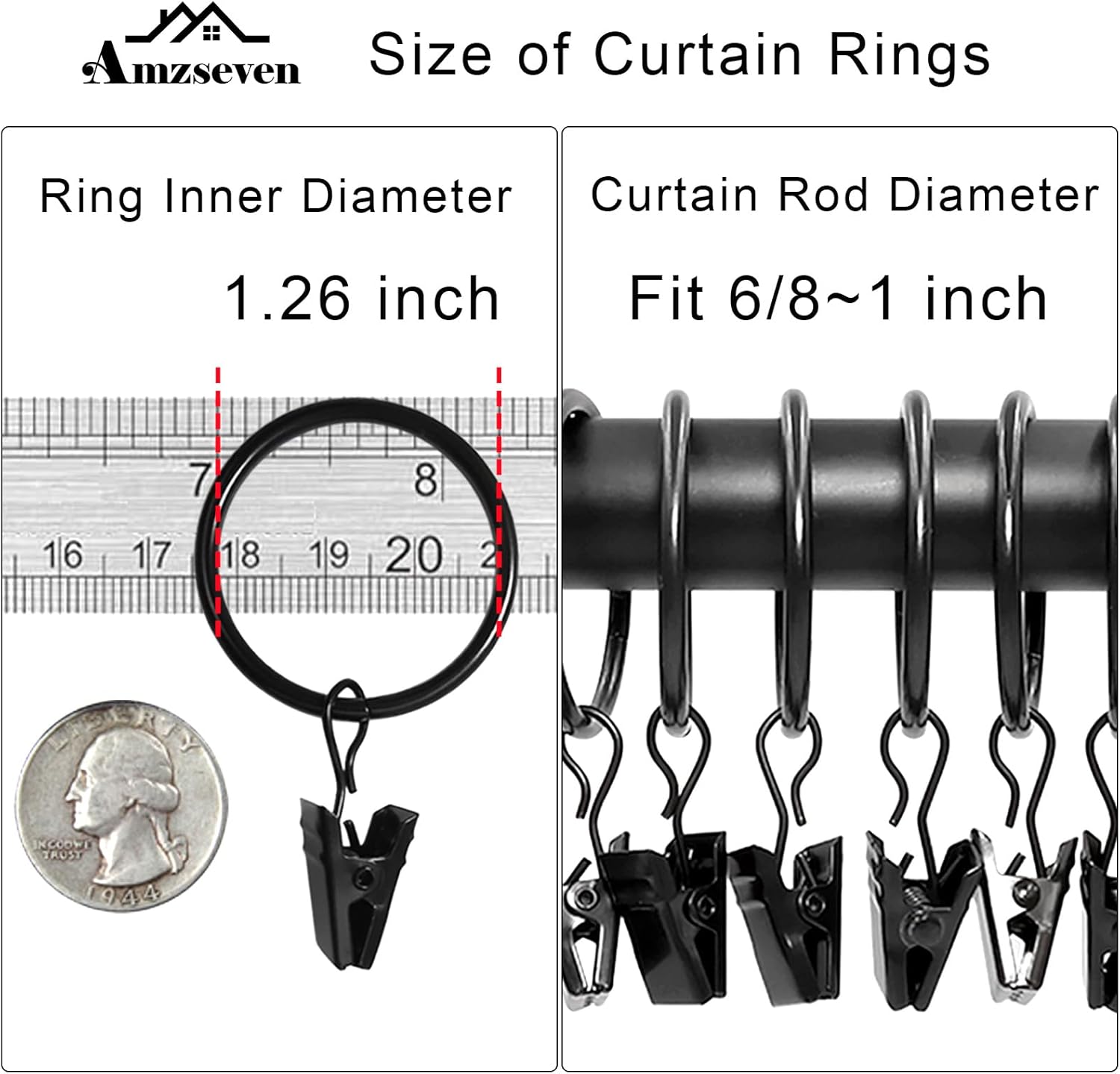 Thumbnail 2 de AMZSEVEN 40-Pack Curtain Rings