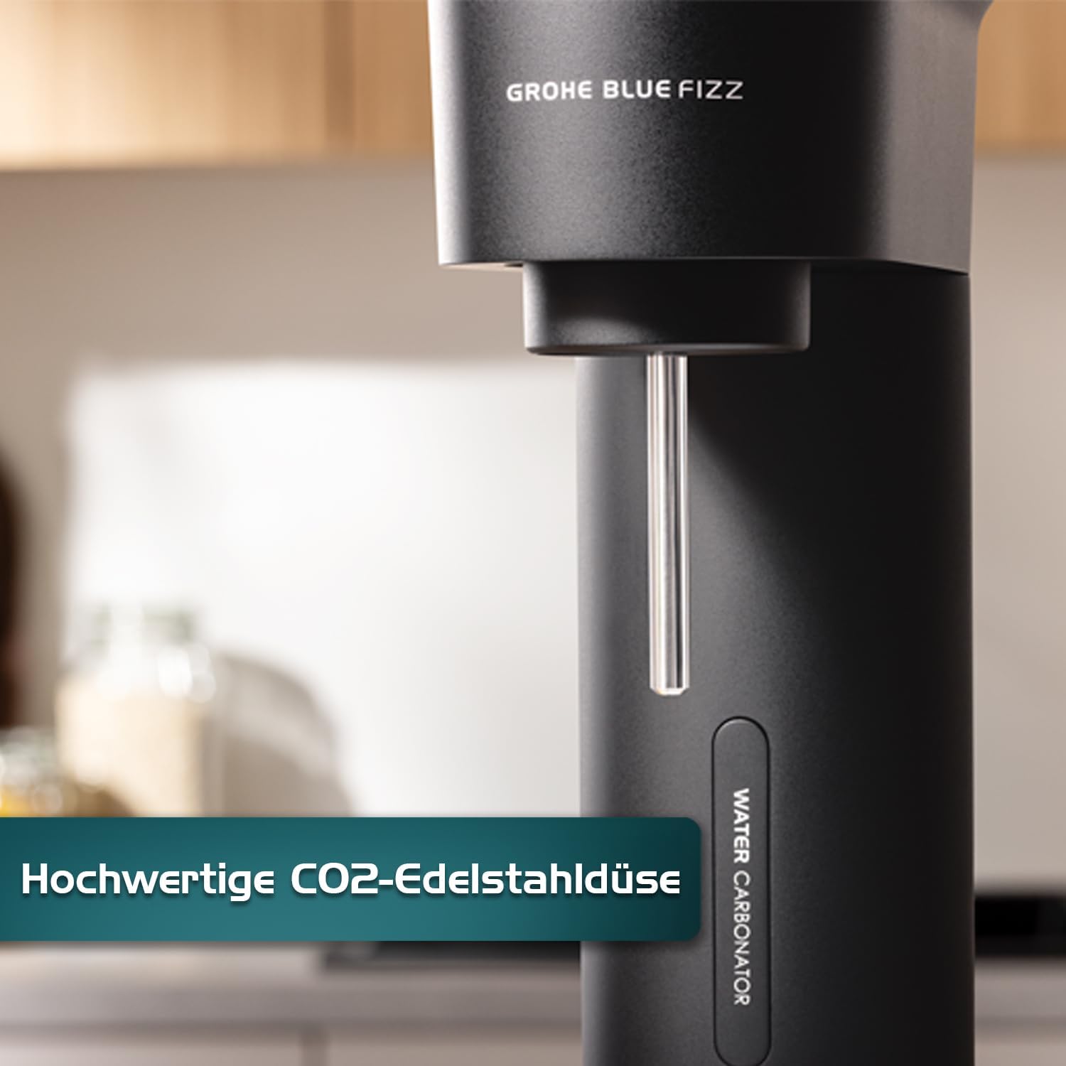 Detalle de GROHE Blue Fizz Wassersprudler Starter Set – Schwarz (Modell 31943K00)