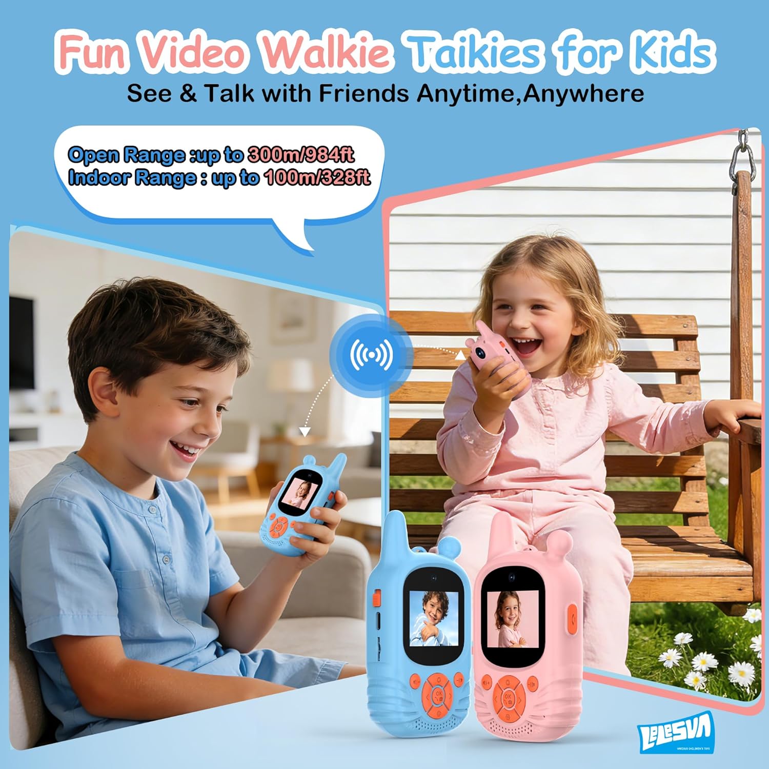 Thumbnail 2 de Walkie Talkie video per bambini LELESUN – set da 2 con doppia fotocamera e ricaricabili