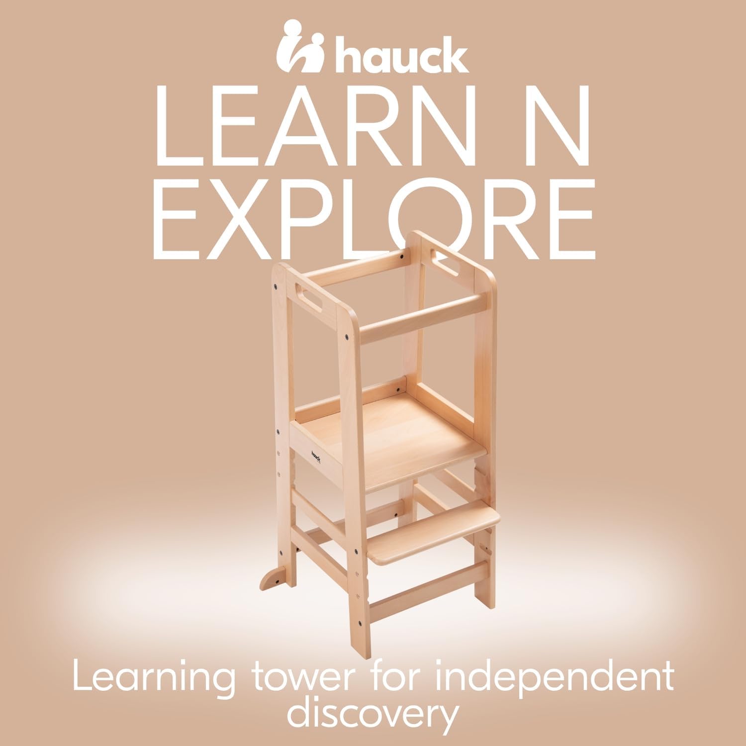 Detalle de Hauck Learn N Explore inlärningstorn i FSC® Mix-bokträ med tre höjdlägen