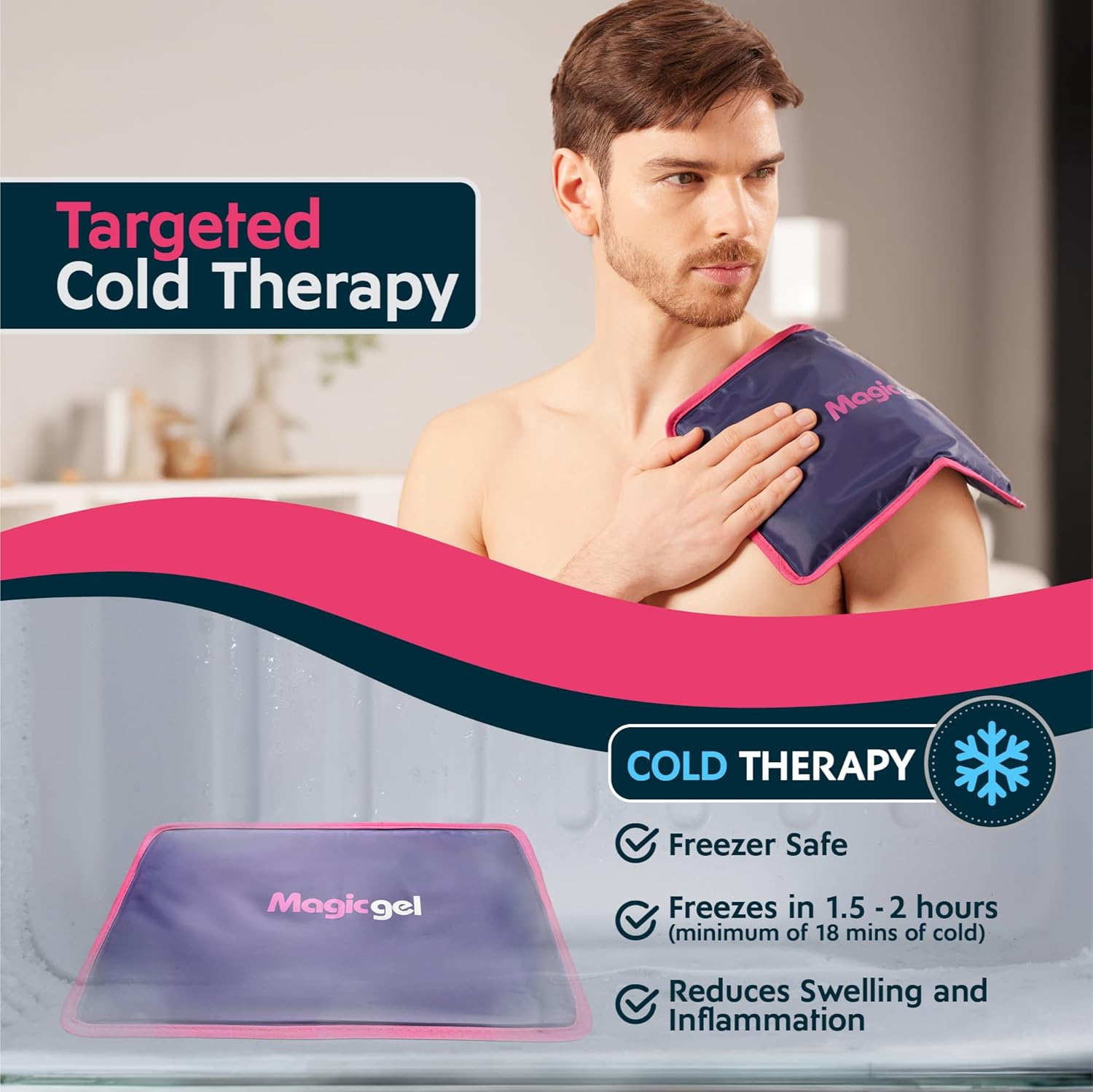 Detalle de Magic Gel 30 x 20 cm – Poche de froid réutilisable pour genou & cheville