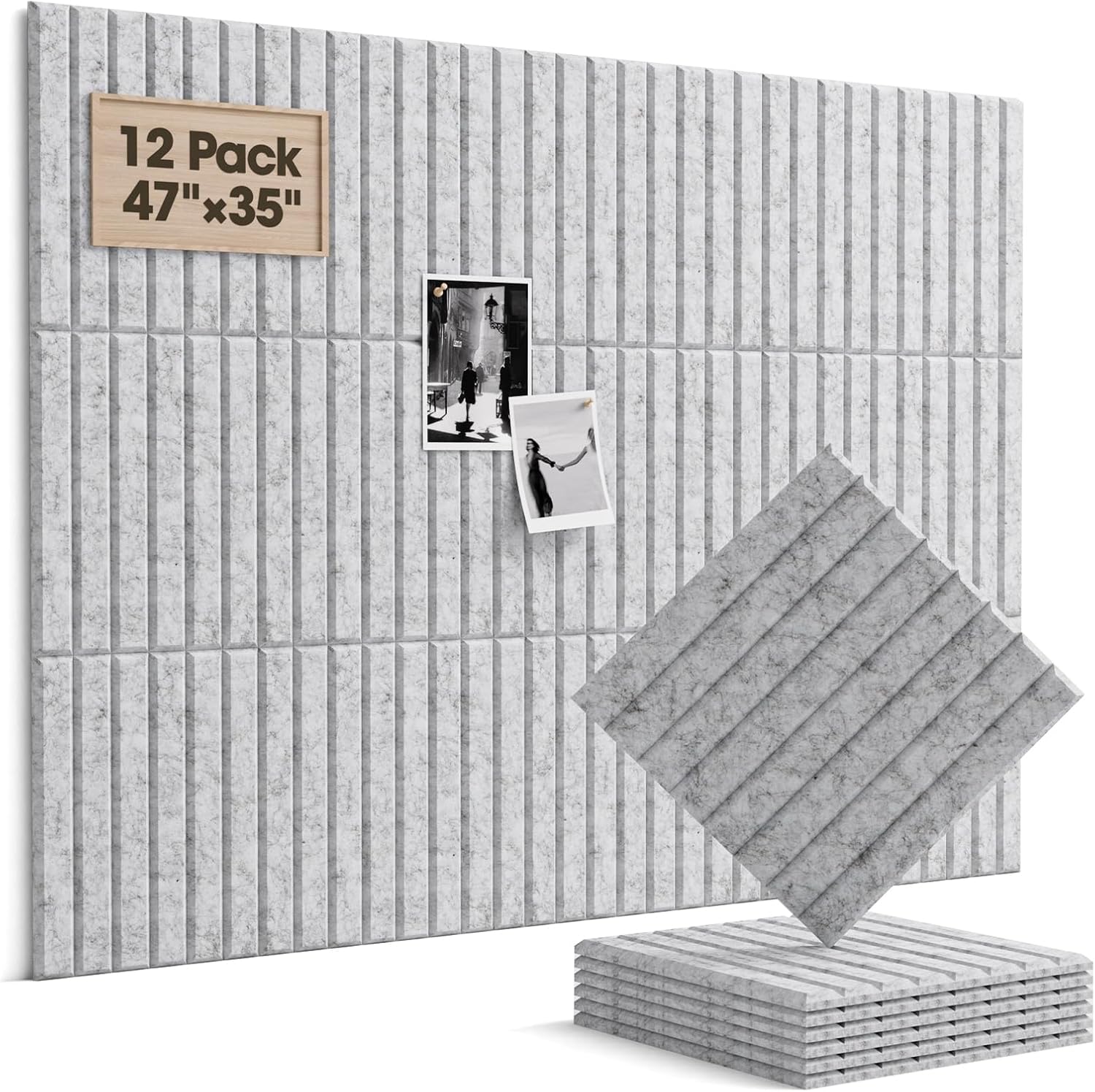 Detalle de Soundsbay Large Cork Board Tiles (120x90cm) with 60 Self-Adhesive Stickers