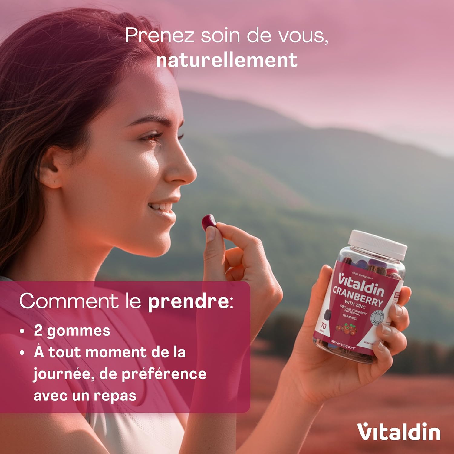 Thumbnail 4 de VITALDIN Cranberry Gummies – Complément Alimentaire 500 mg Extrait de Canneberge + Zinc, 70 Gommes (1 mois) – Vegan & Sans Gluten