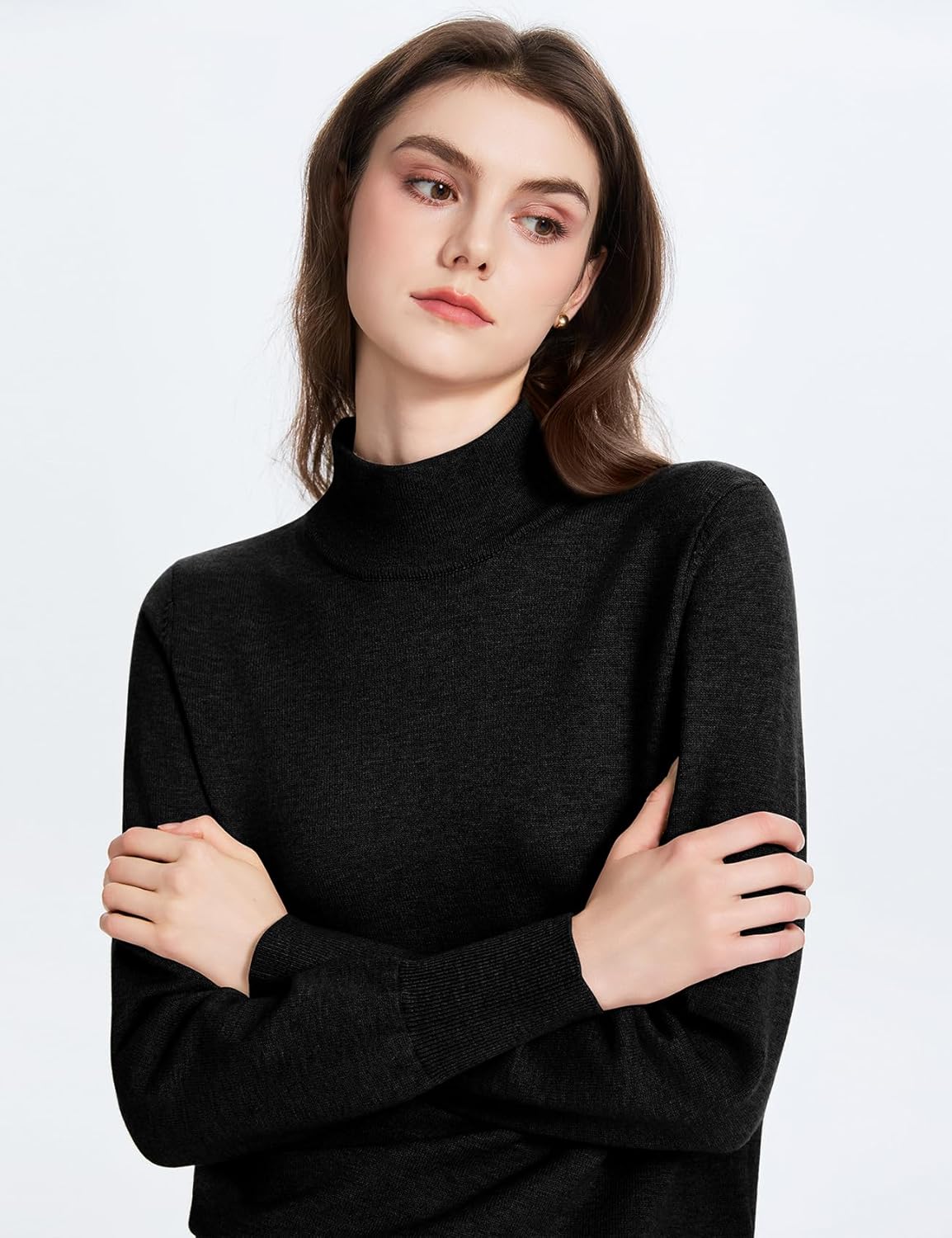 Thumbnail 2 de PEHMEA Women's Mock Neck Jumper – Light Wool Blend, Soft Warm Pullover