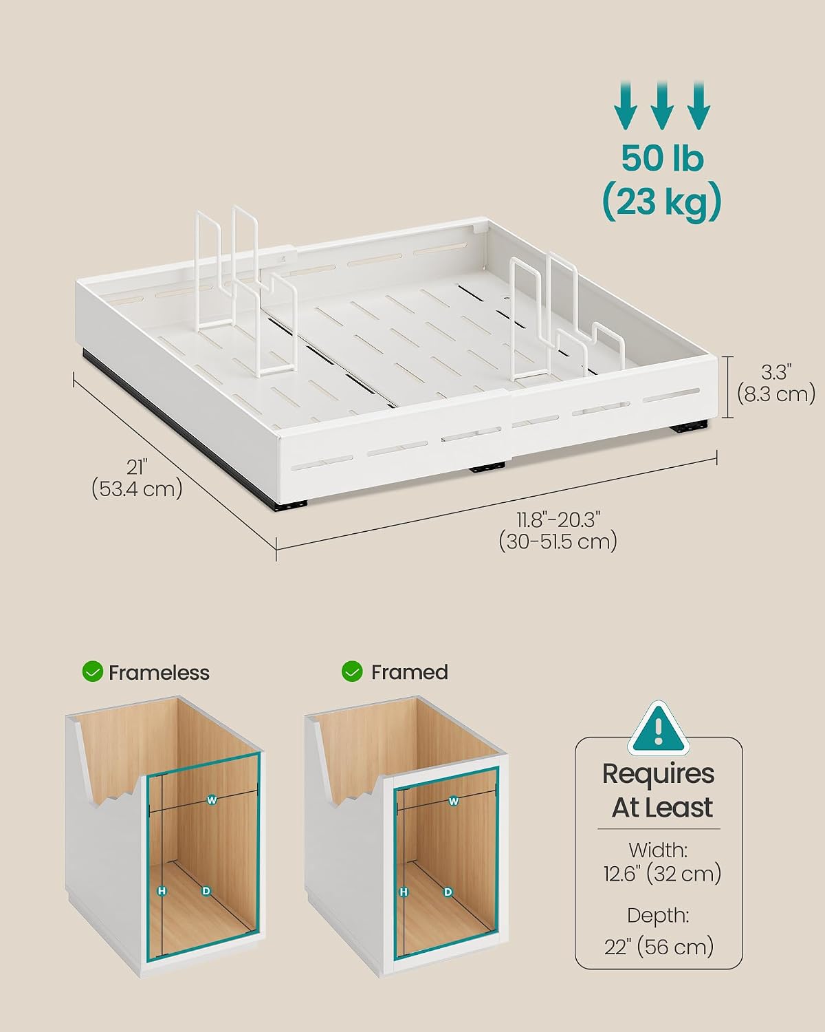 Thumbnail 6 de SONGMICS Pull-Out Cabinet Organizer 21-Inch Deep