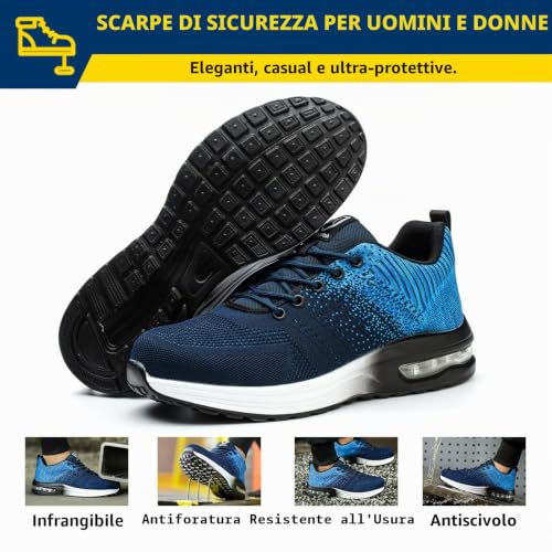 Detalle de Baofular Scarpe Antinfortunistiche da Uomo/Donna – Leggere, Traspiranti e Antiscivolo (Blu, 39 EU)