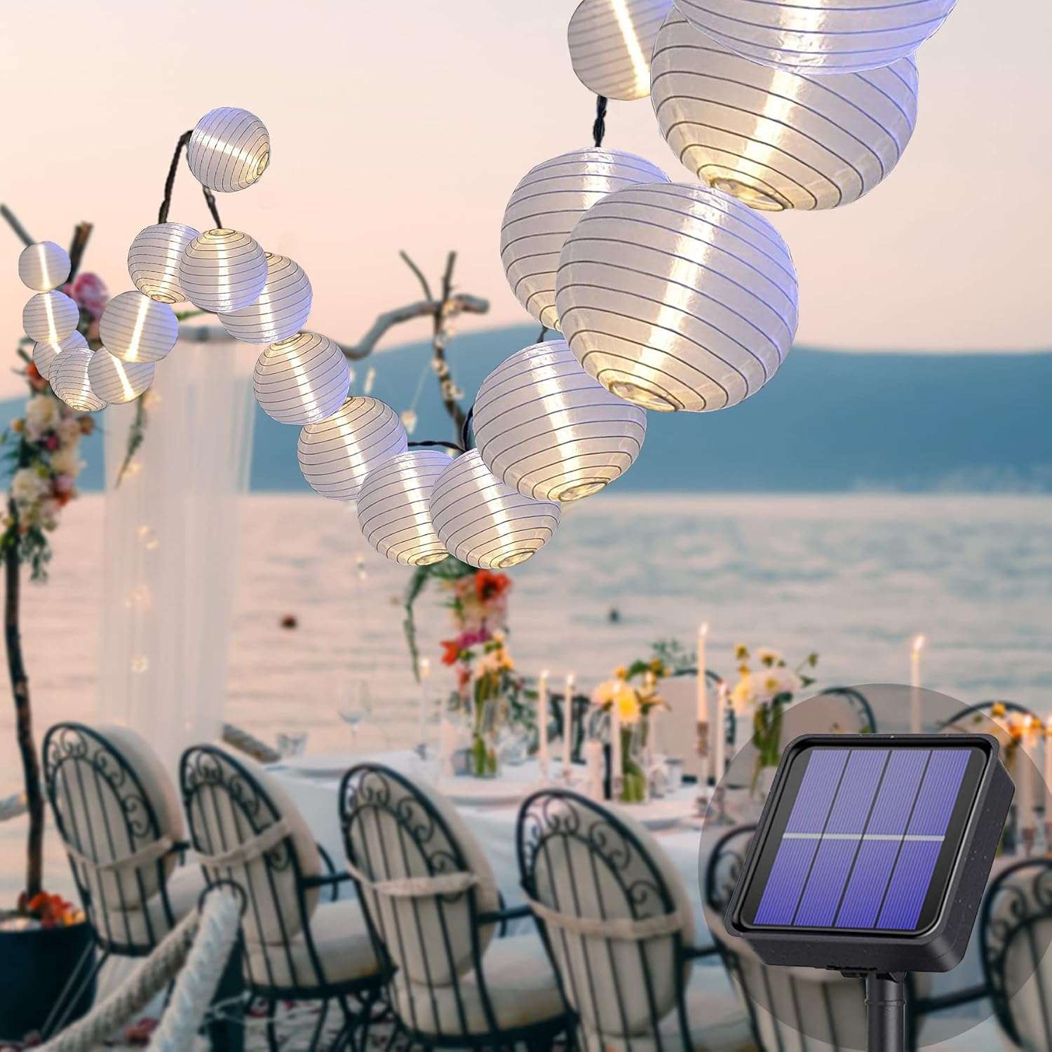 Thumbnail 6 de Lezonic Solar Lichterkette Lampion Außen – 8 m, 30 LED, 8 Modi, IP65