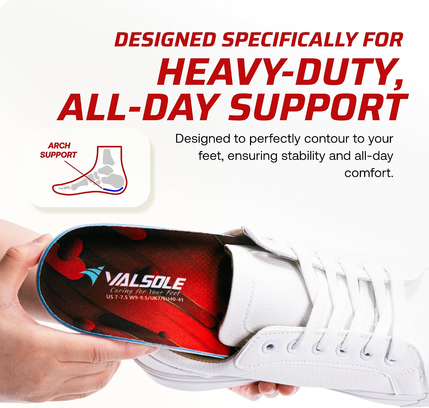 Detalle de VALSOLE Orthotic Insoles for 250+ lbs