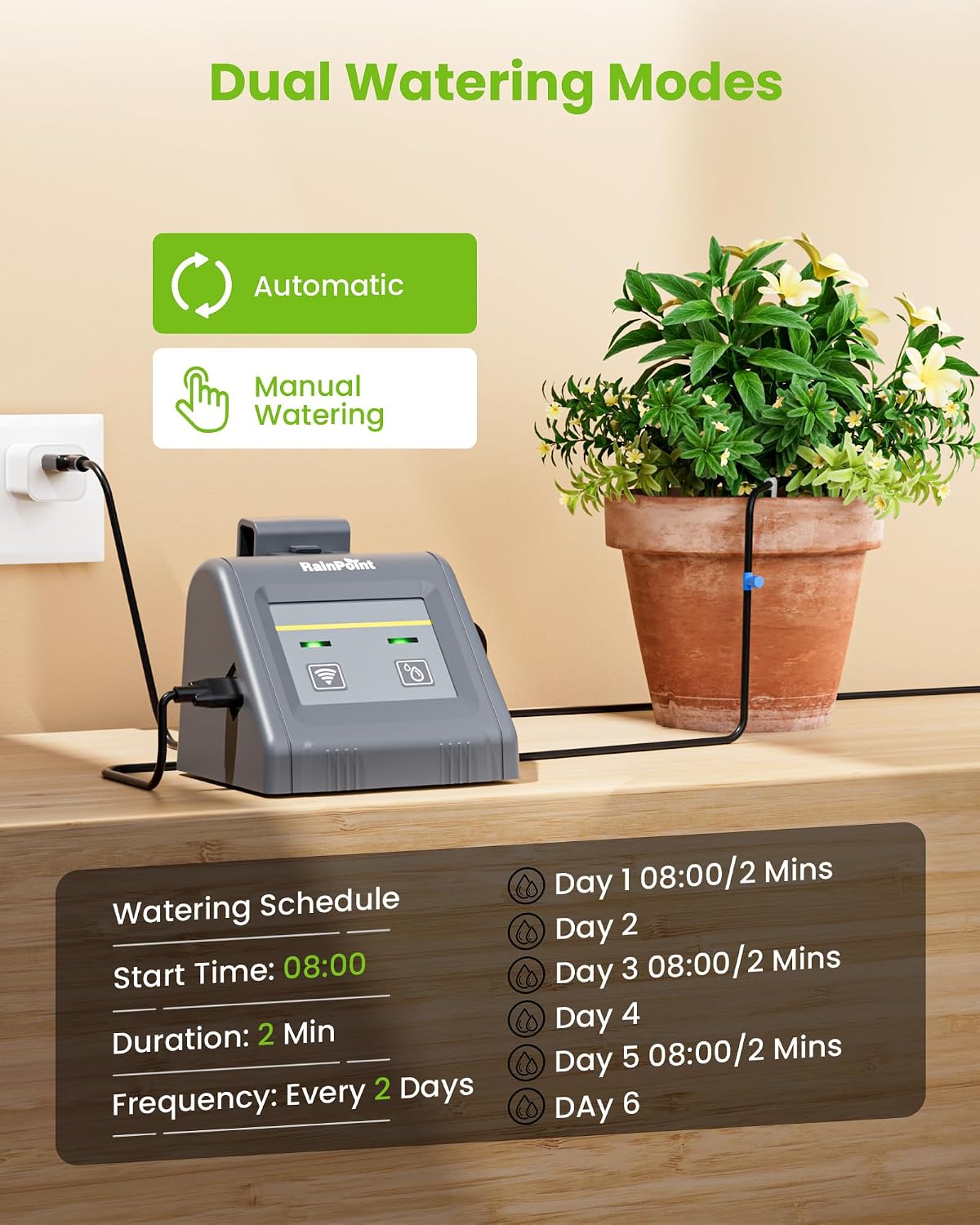 Detalle 2 de RAINPOINT WiFi Automatic Watering System for 10 Potted Plants