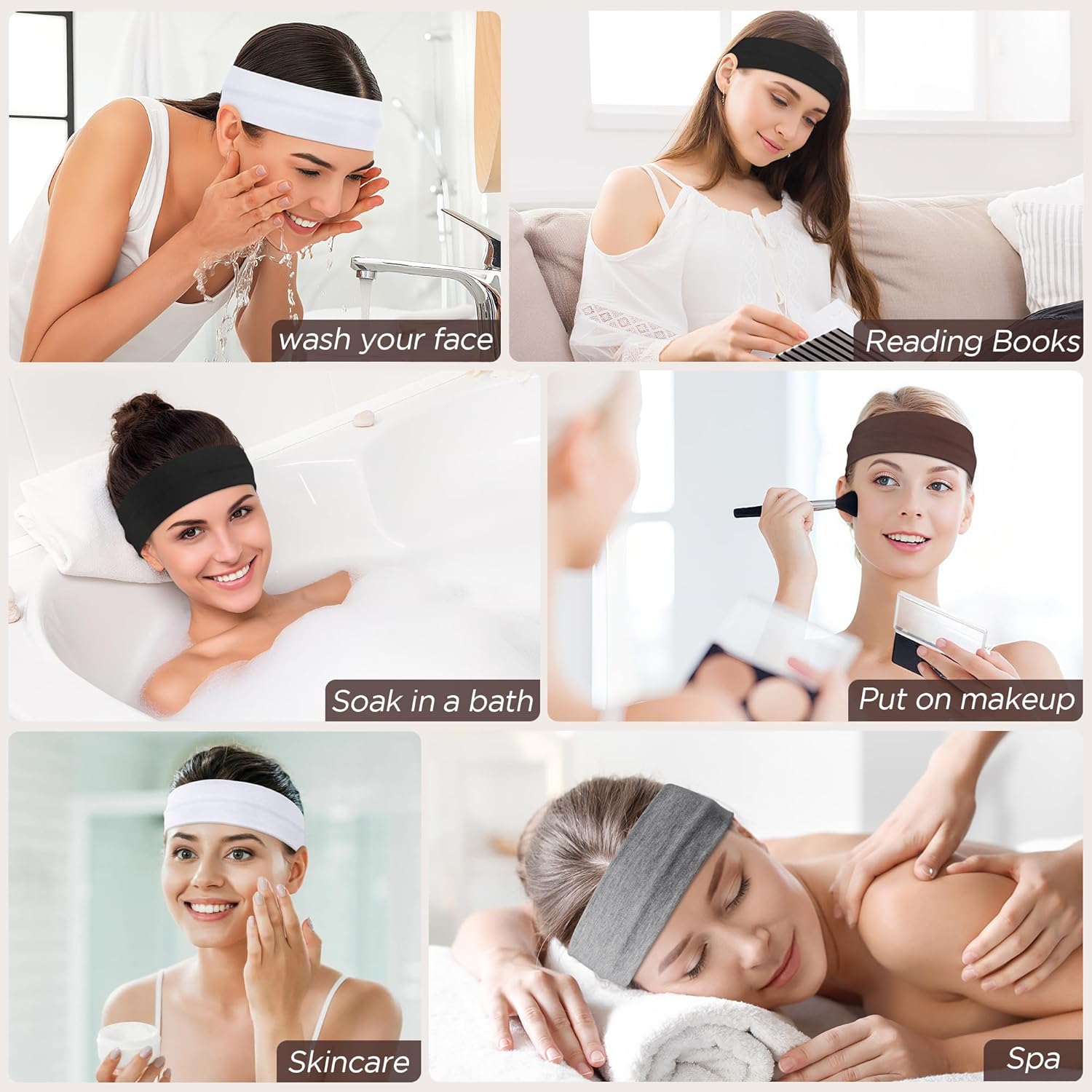 Thumbnail 6 de Ztomine Headbands for Women (8-Pack) — Stretchy Non-Slip Soft Cotton Hair Bands for Sports, Workout, Yoga and Running