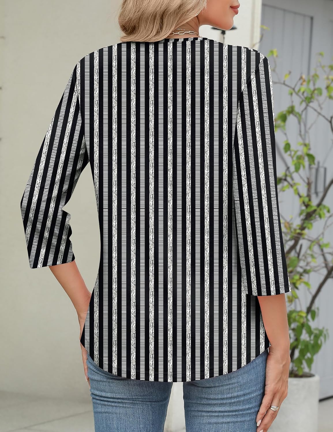 Thumbnail 6 de Rapbin Women Blouses Dressy Casual Spring Tops with 3/4 Sleeves and Criss-Cross V-Neck