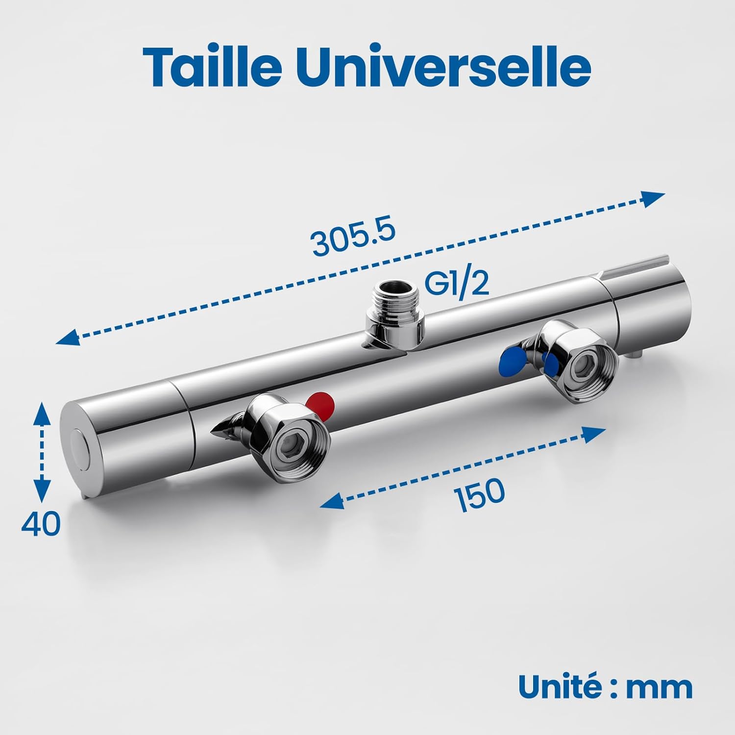 Thumbnail 6 de Auralum Mitigeur Douche Thermostatique – Robinet de Douche Murale en Alliage Chromé, sécurité 38°C
