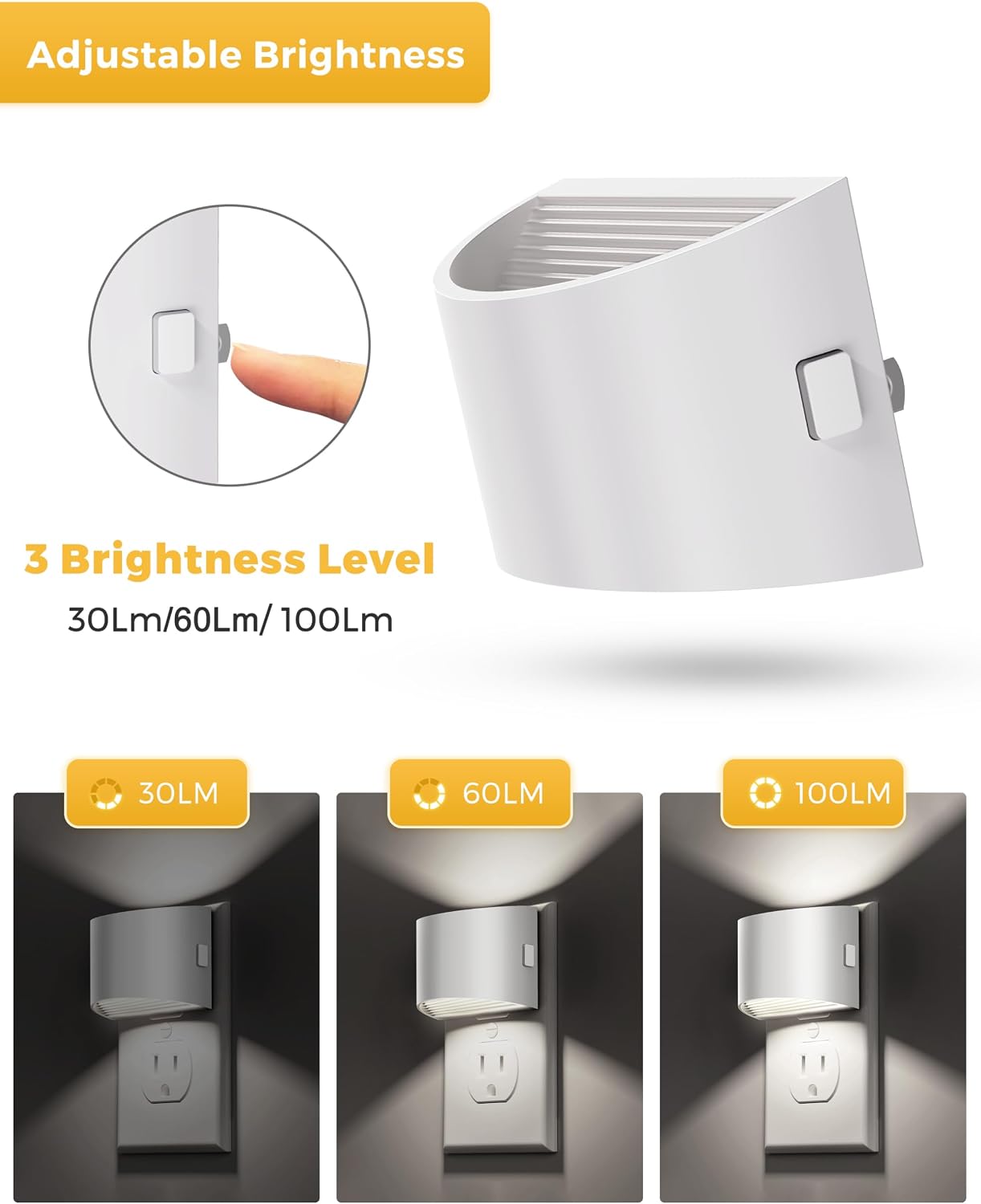 Detalle de L LOHAS LED Plug-In Night Lights, 2-Pack with 3-Level Dimming