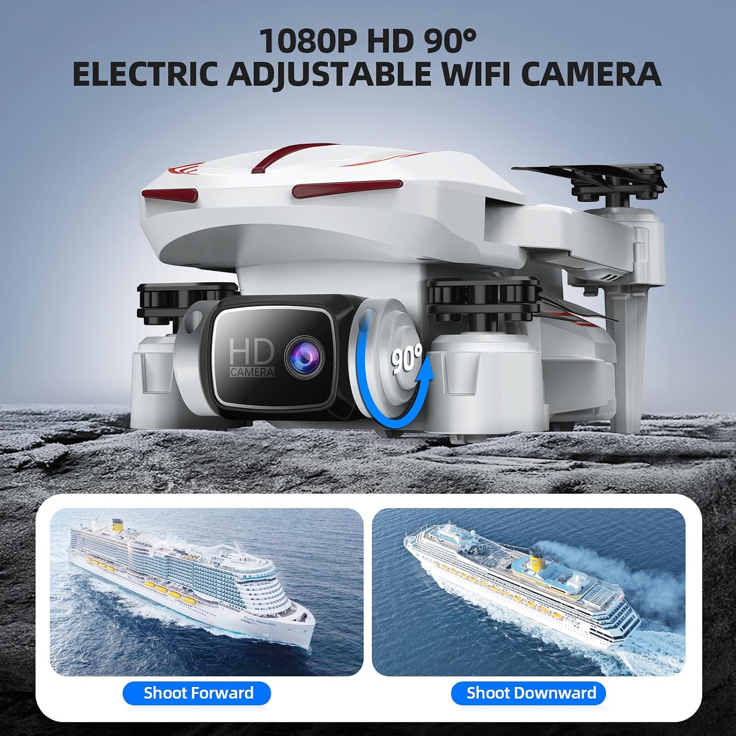 Detalle de Pallton X80 Foldable Camera Drone with 1080p FPV, Two Batteries and Carrying Case