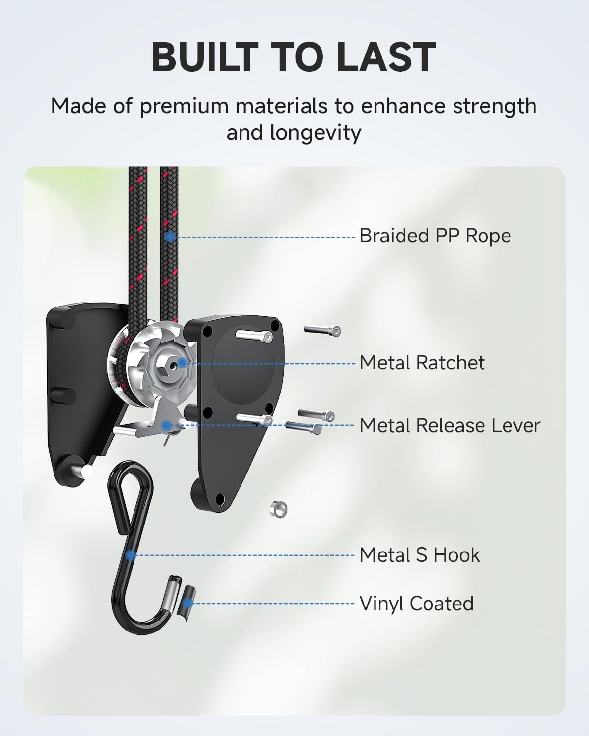 Thumbnail 5 de Fondwell 1/4" Tie Downs Ratchet Straps — 8 Pack Heavy Duty Adjustable Rope Hangers