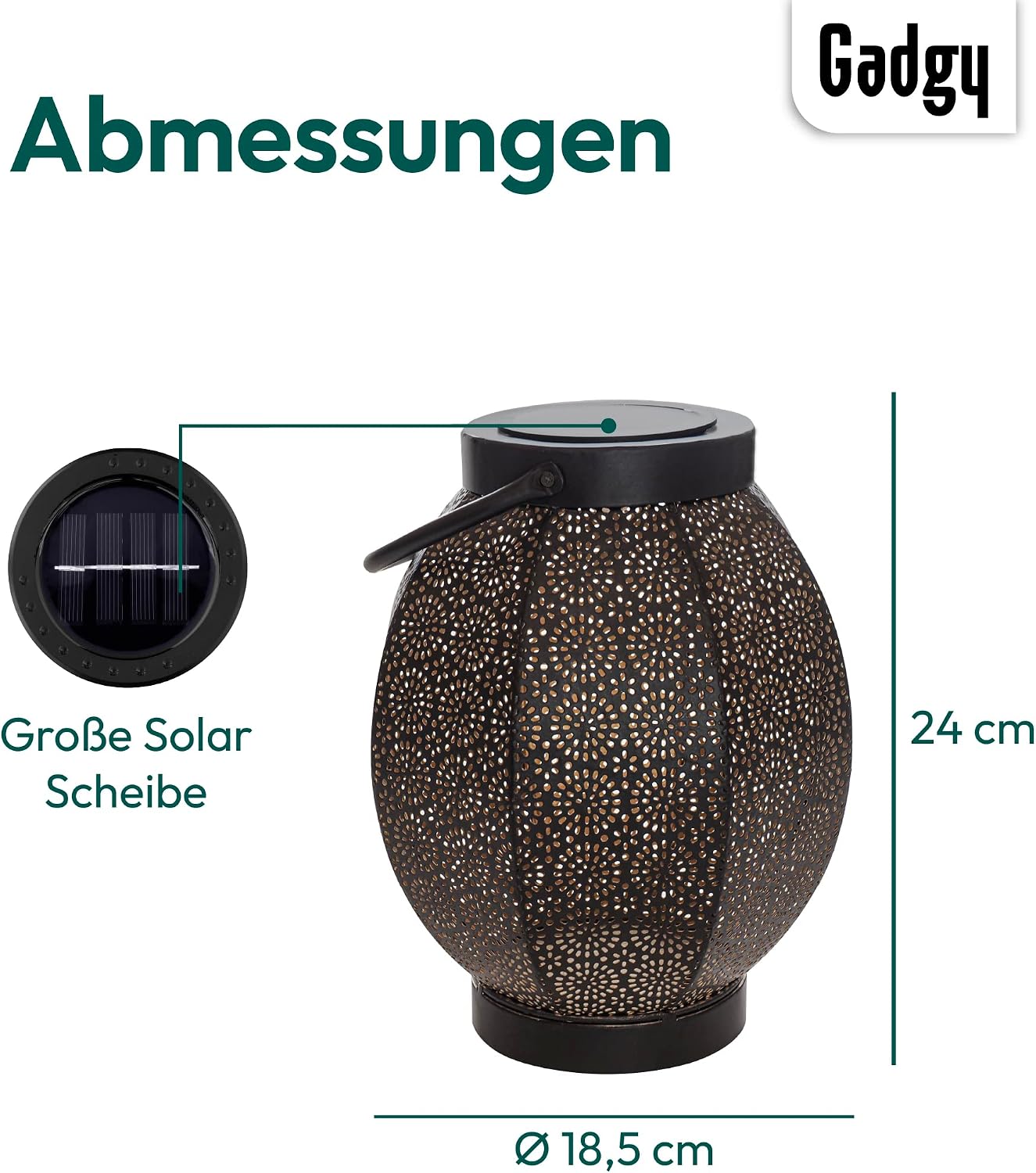 Detalle de Gadgy Solar Laterne Außen – Orientalische Hänge- oder Tischlampe im Blumen-Design