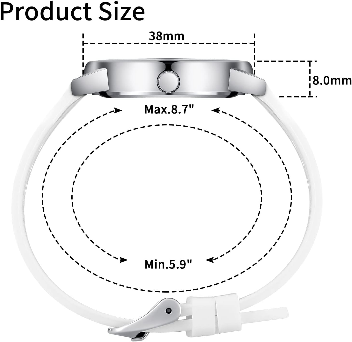 Detalle 2 de Women Nurse Watch with Silicone Band – Luminous Dial, 38mm Case, Quartz Analog