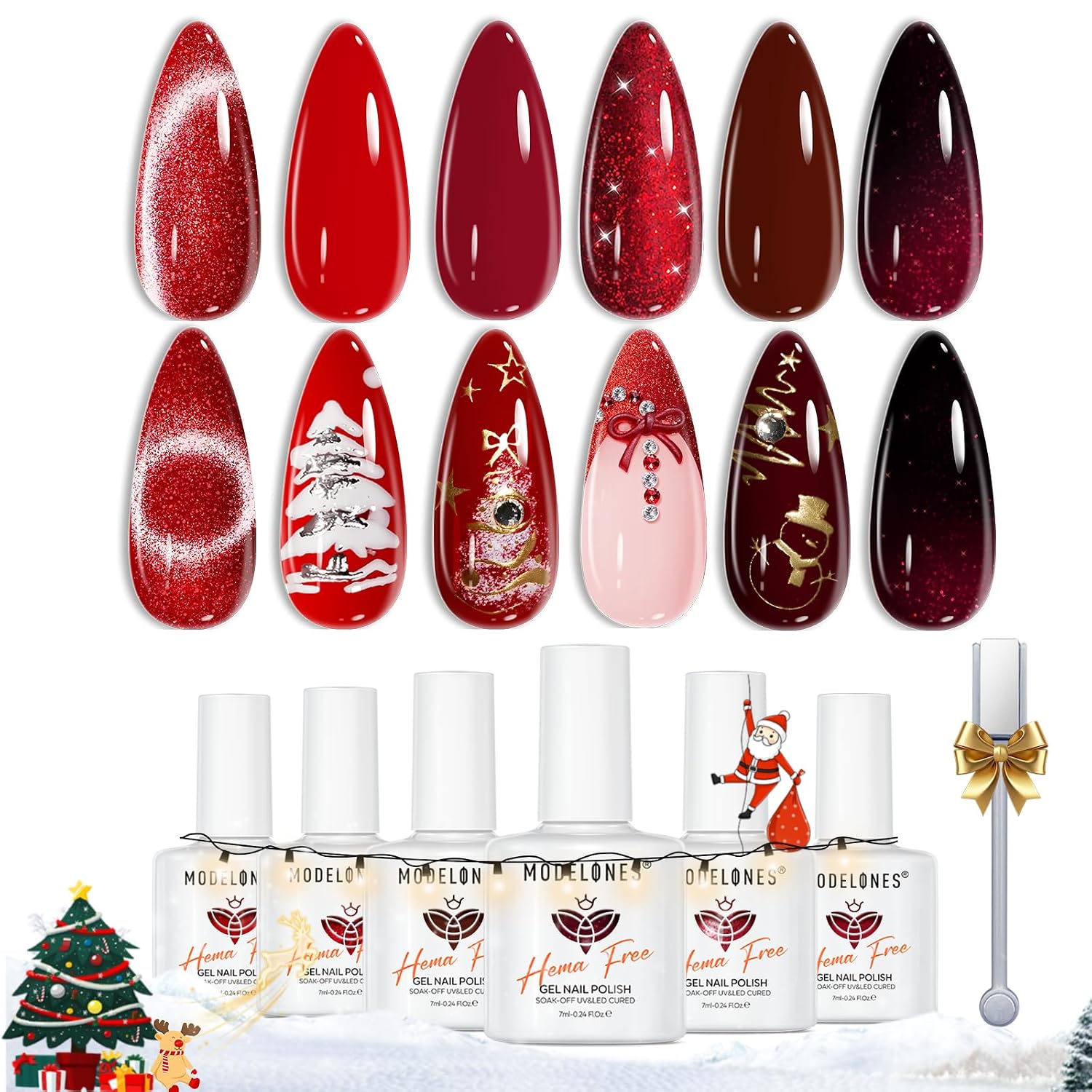 Detalle de modelones Red Gel Nail Polish 6 Colors ๐